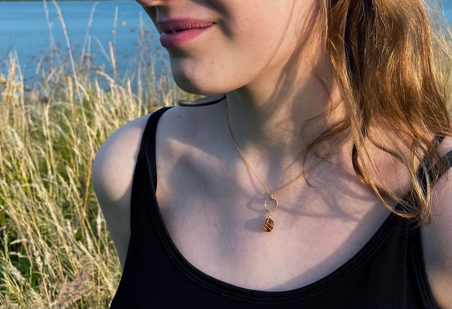 Thea Necklace in Gold & Amber