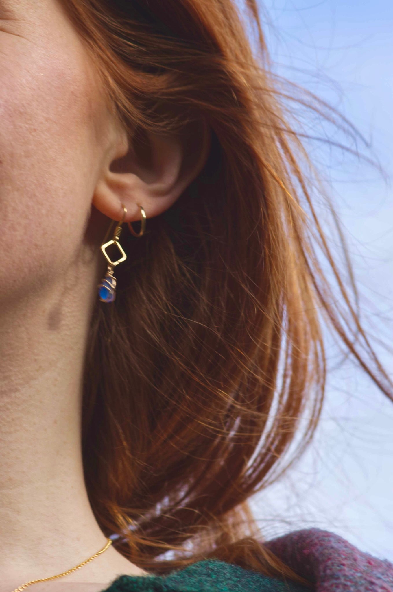 Xanthe Earrings in Gold & Cornflower Blue