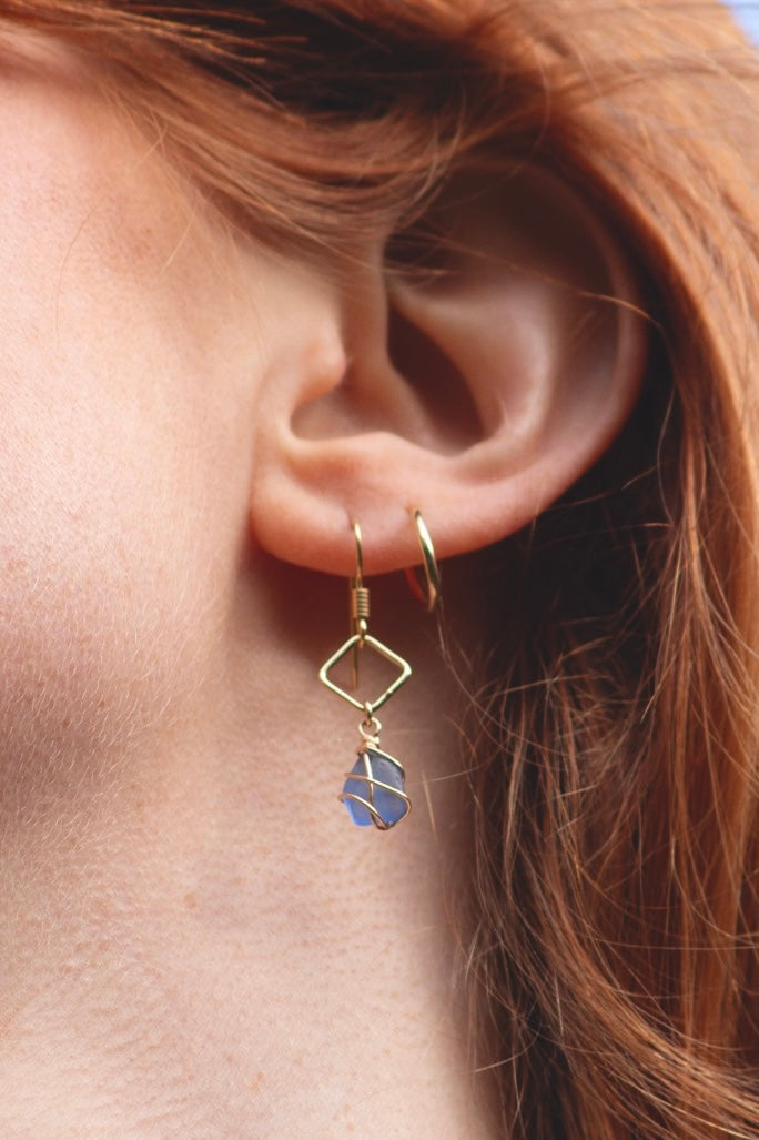 Xanthe Earrings in Gold & Cornflower Blue