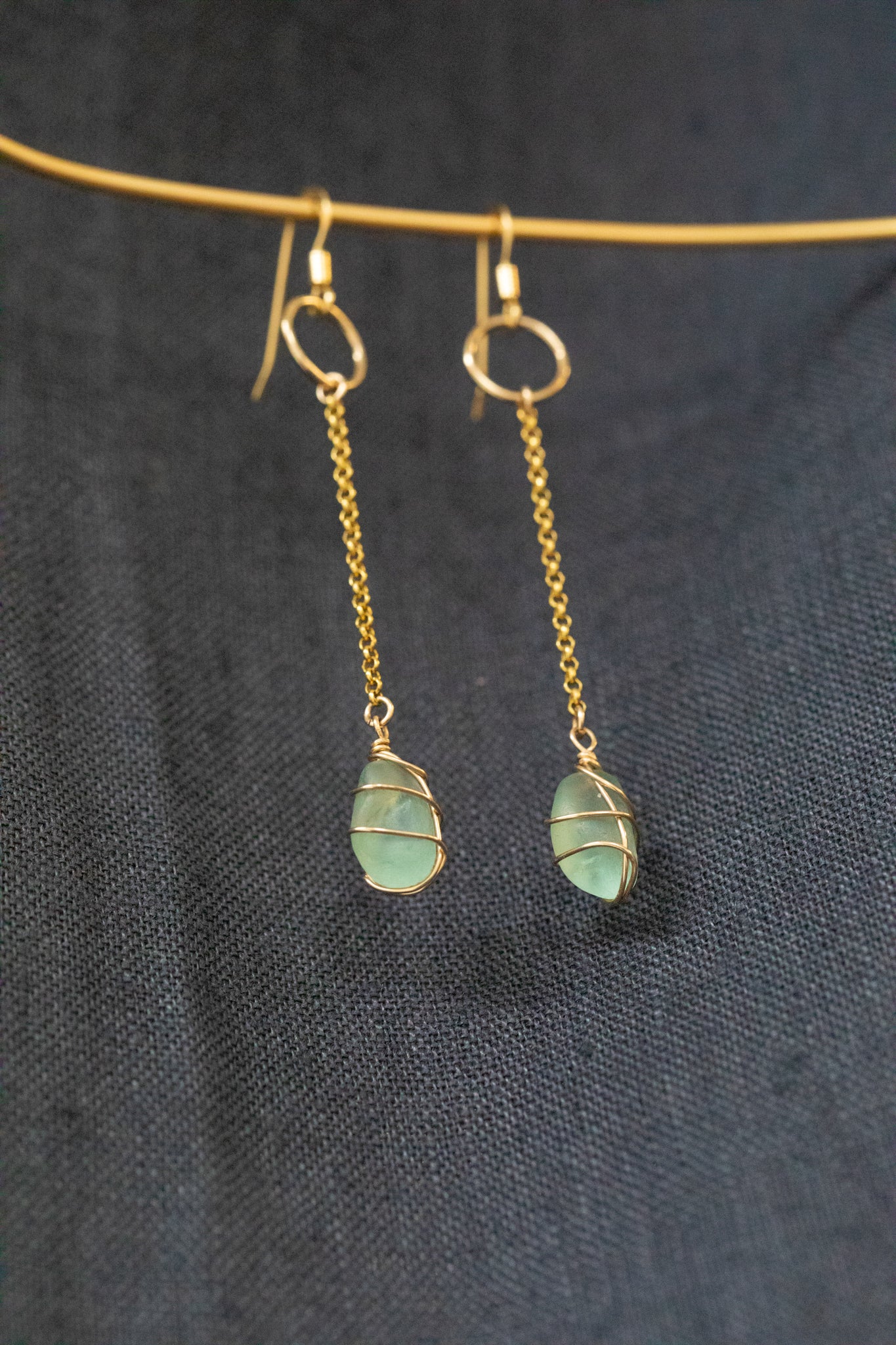 Gold and Labradorite Earrings, Gemstone Drop Earrings, Gold Vermeil Chain Earrings buy