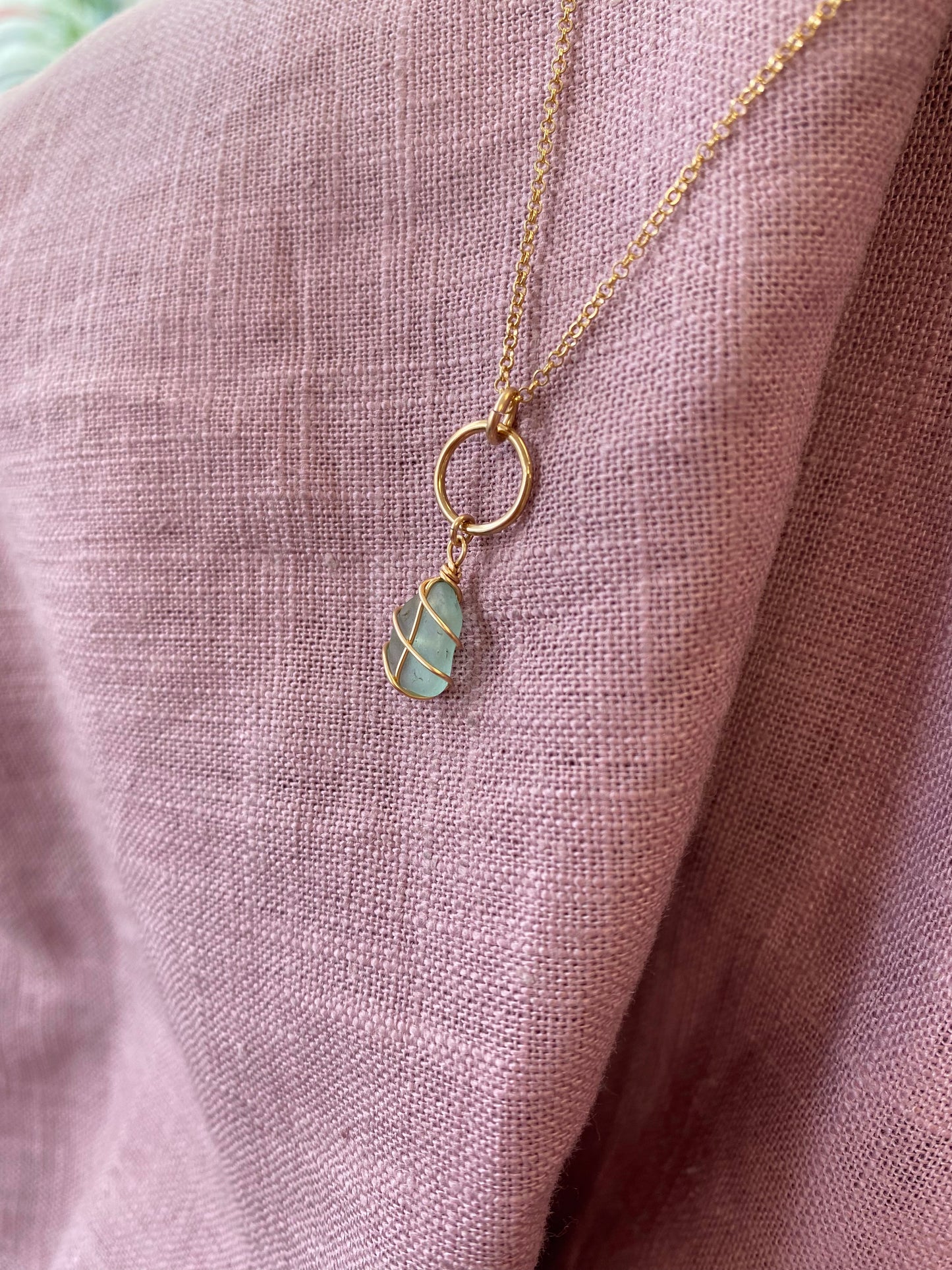 Thea Necklace in Gold & Light Blue