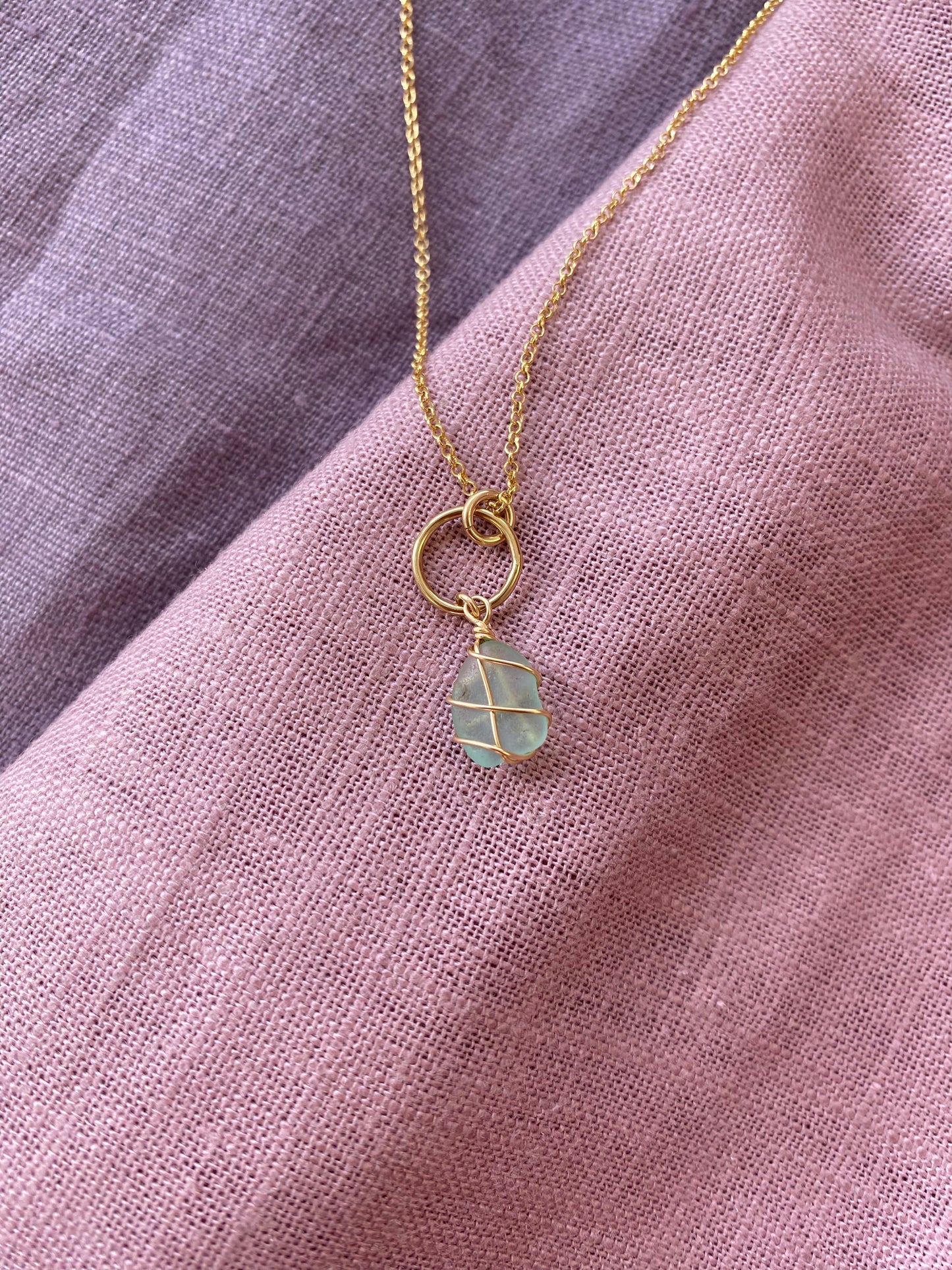 Thea Necklace in Gold & Light Blue