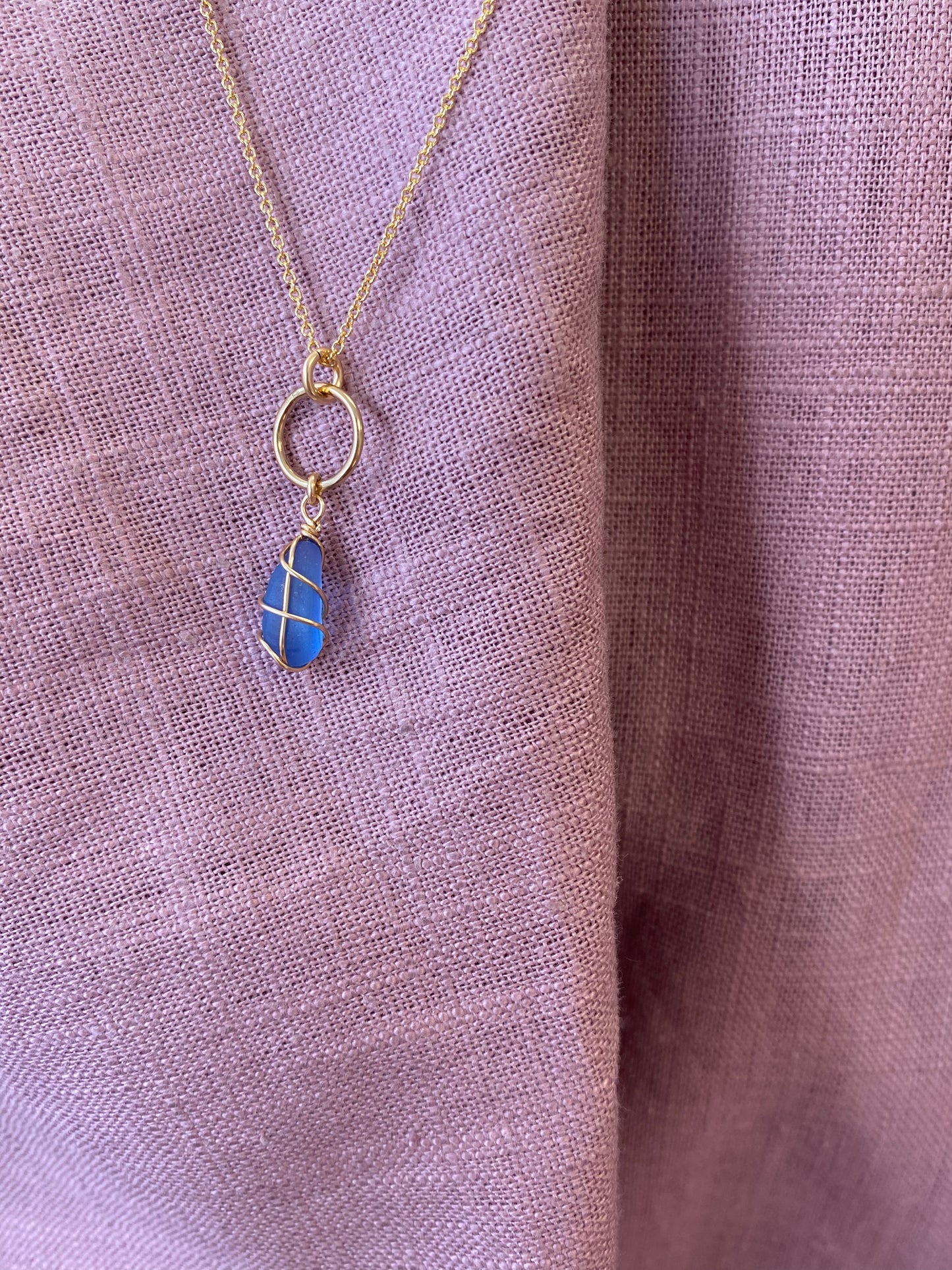 Thea Necklace in Gold & Cornflower Blue