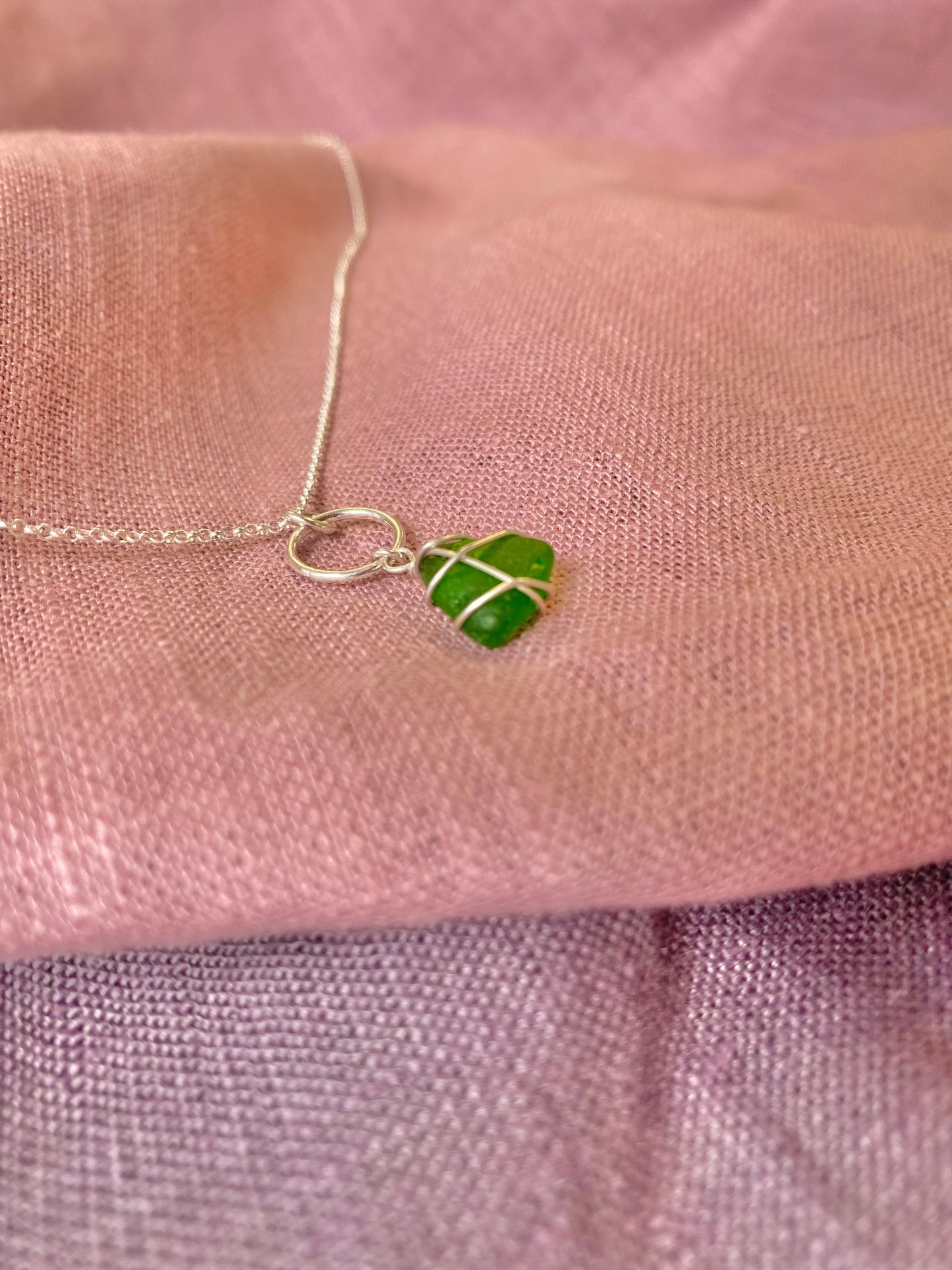 Thea Necklace in Silver & Bright Green