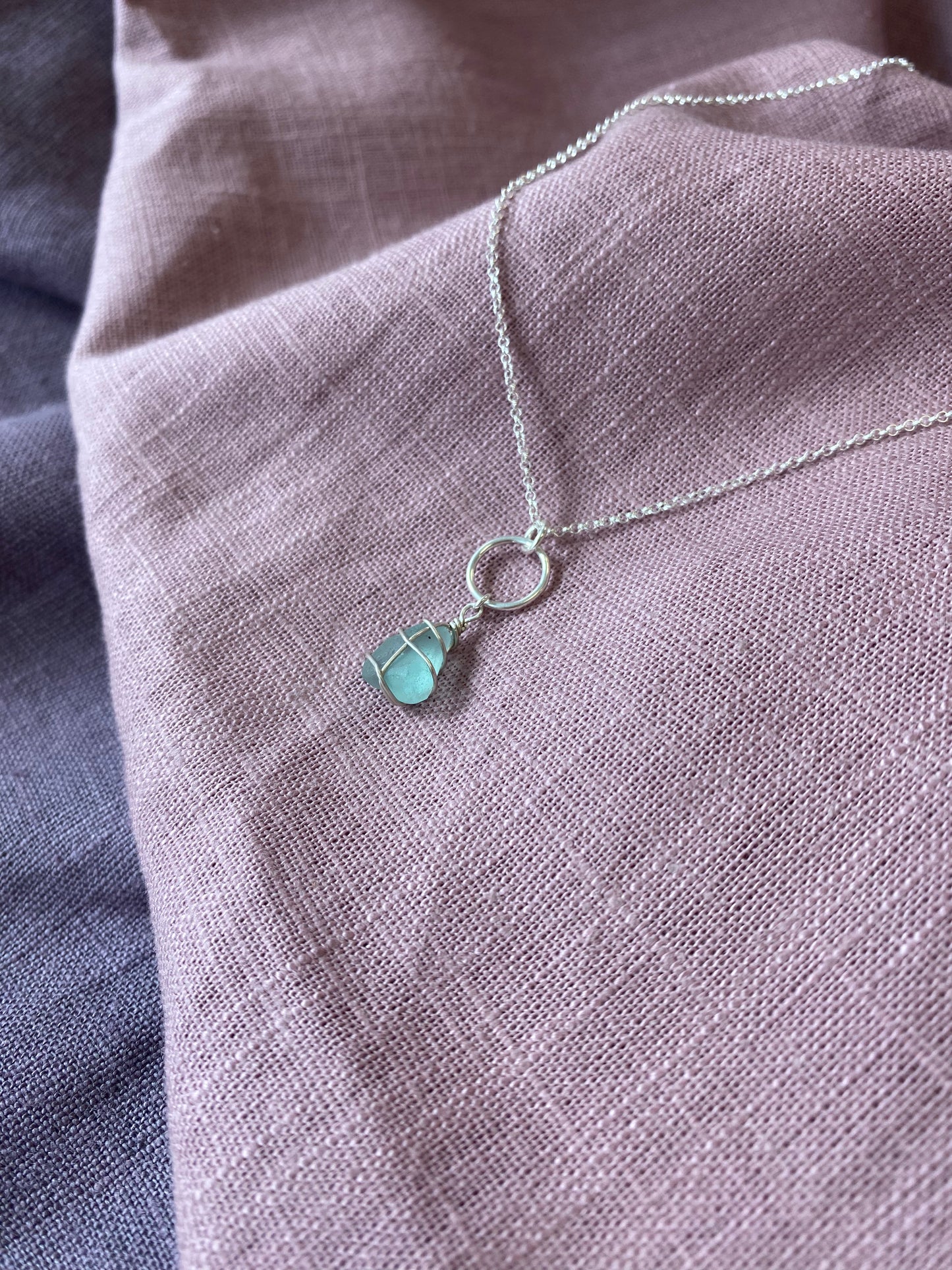 Thea Necklace in Silver & Light Blue