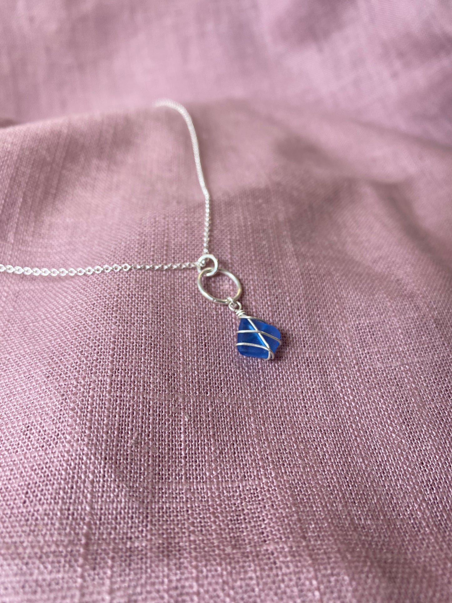 Thea Necklace in Silver & Cornflower Blue