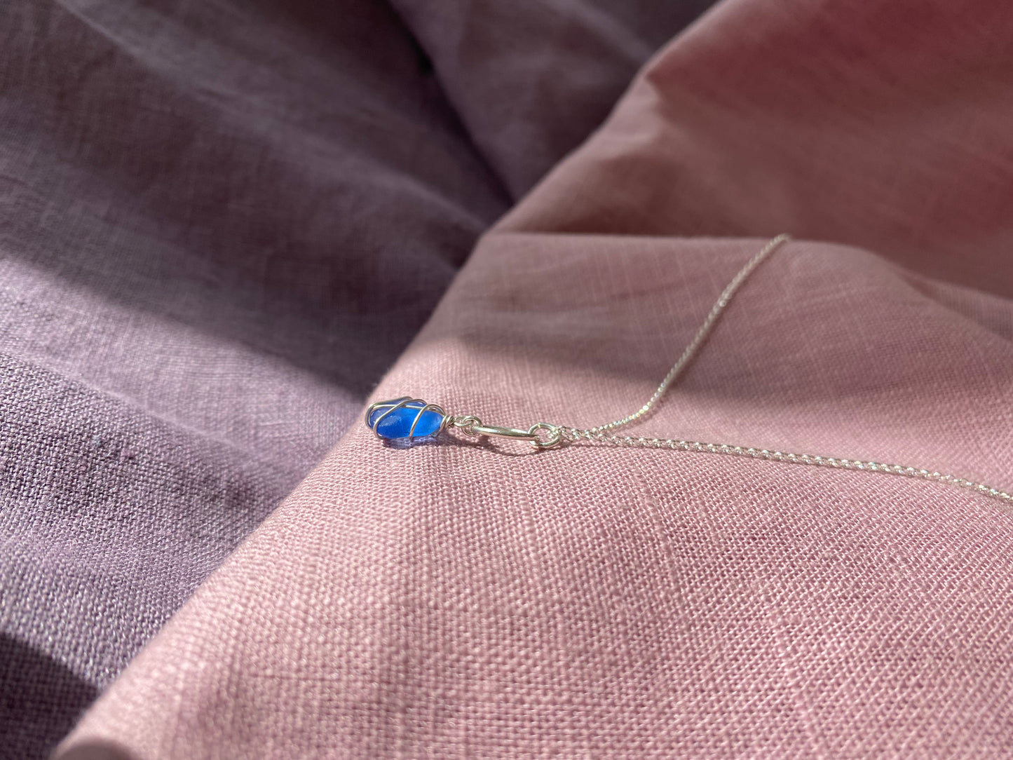 Thea Necklace in Silver & Cornflower Blue