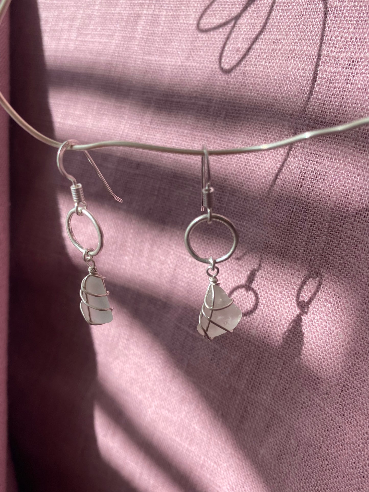 Thea Earrings in Silver & White