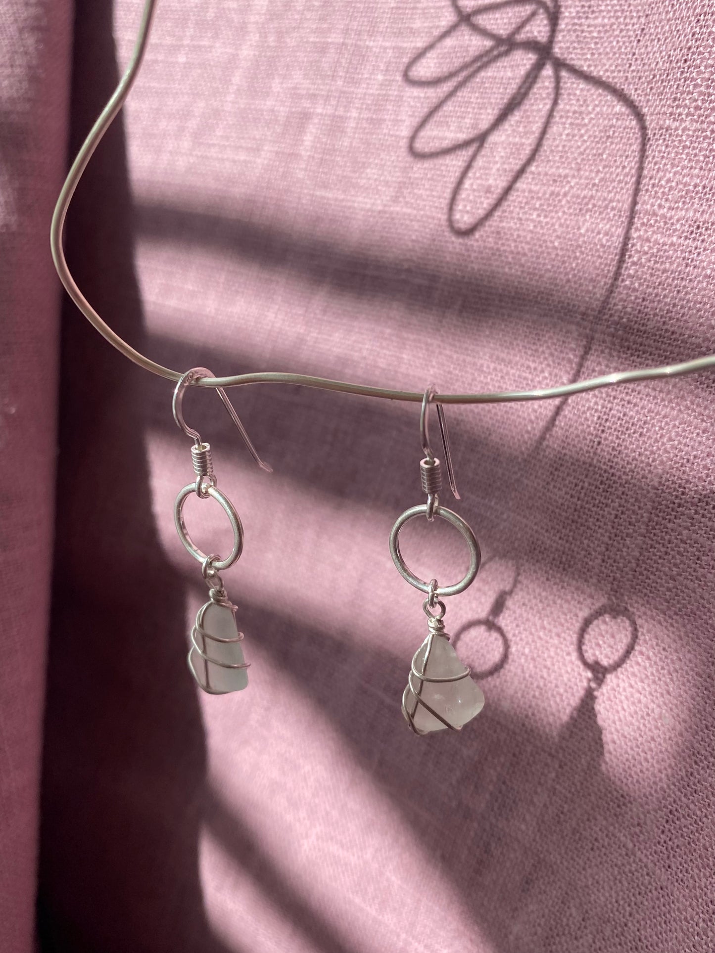 Thea Earrings in Silver & White