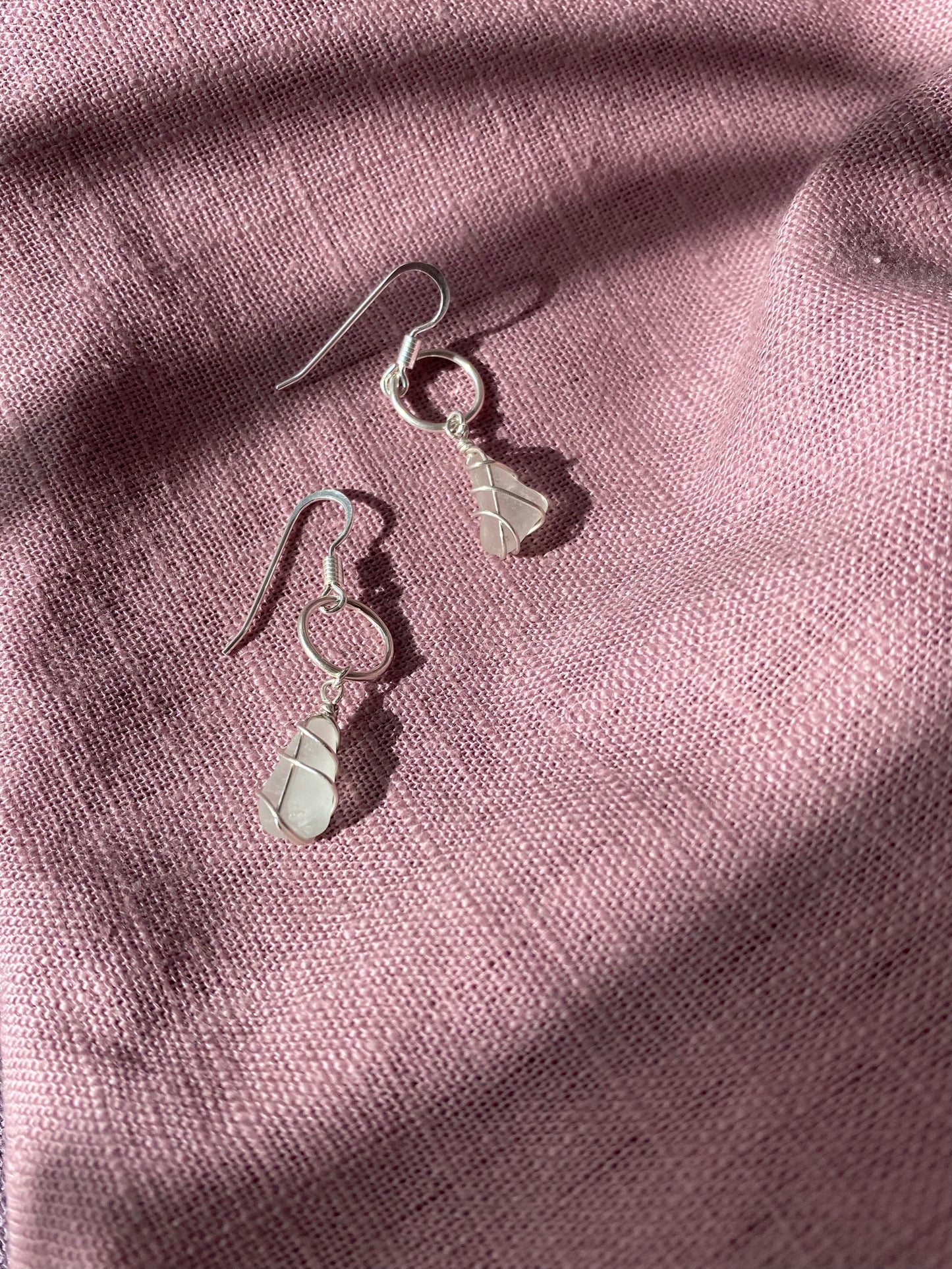 Thea Earrings in Silver & White