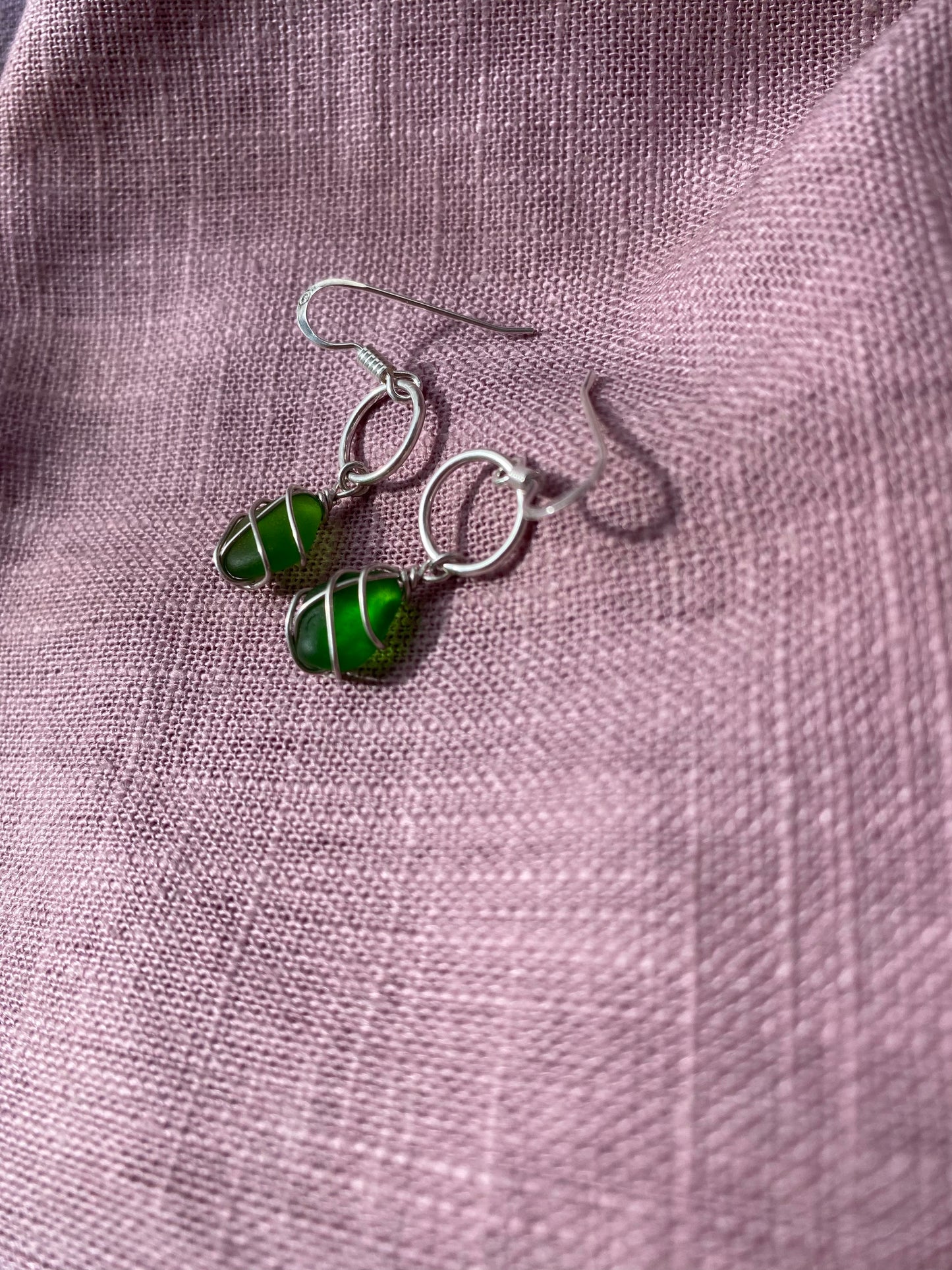 Thea Earrings in Silver & Bright Green