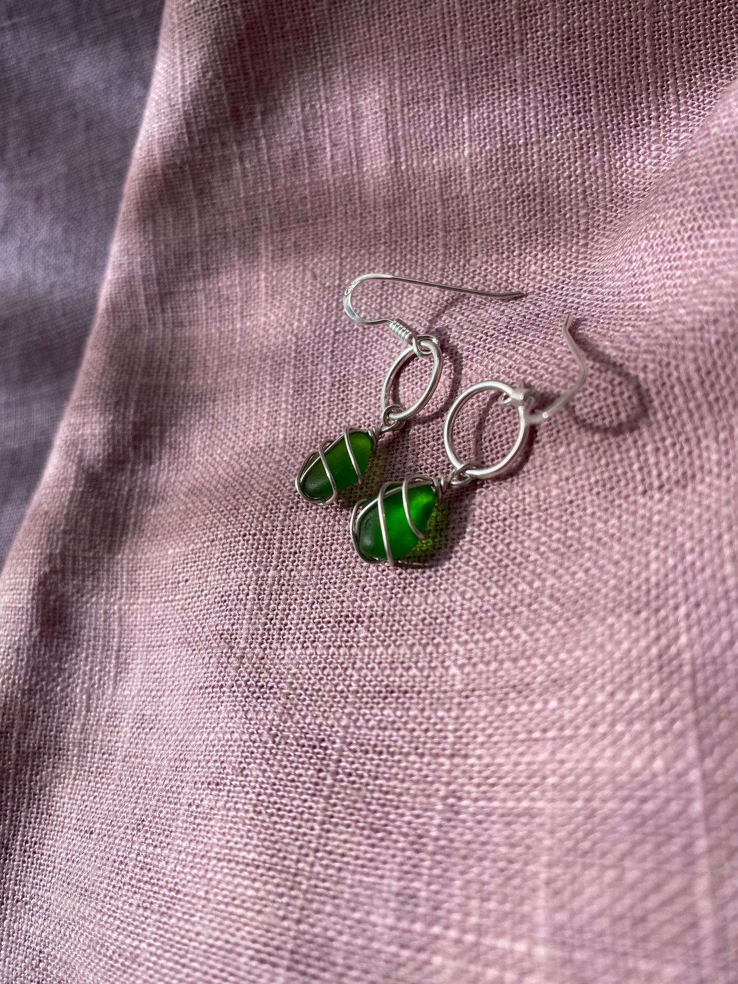 Thea Earrings in Silver & Bright Green