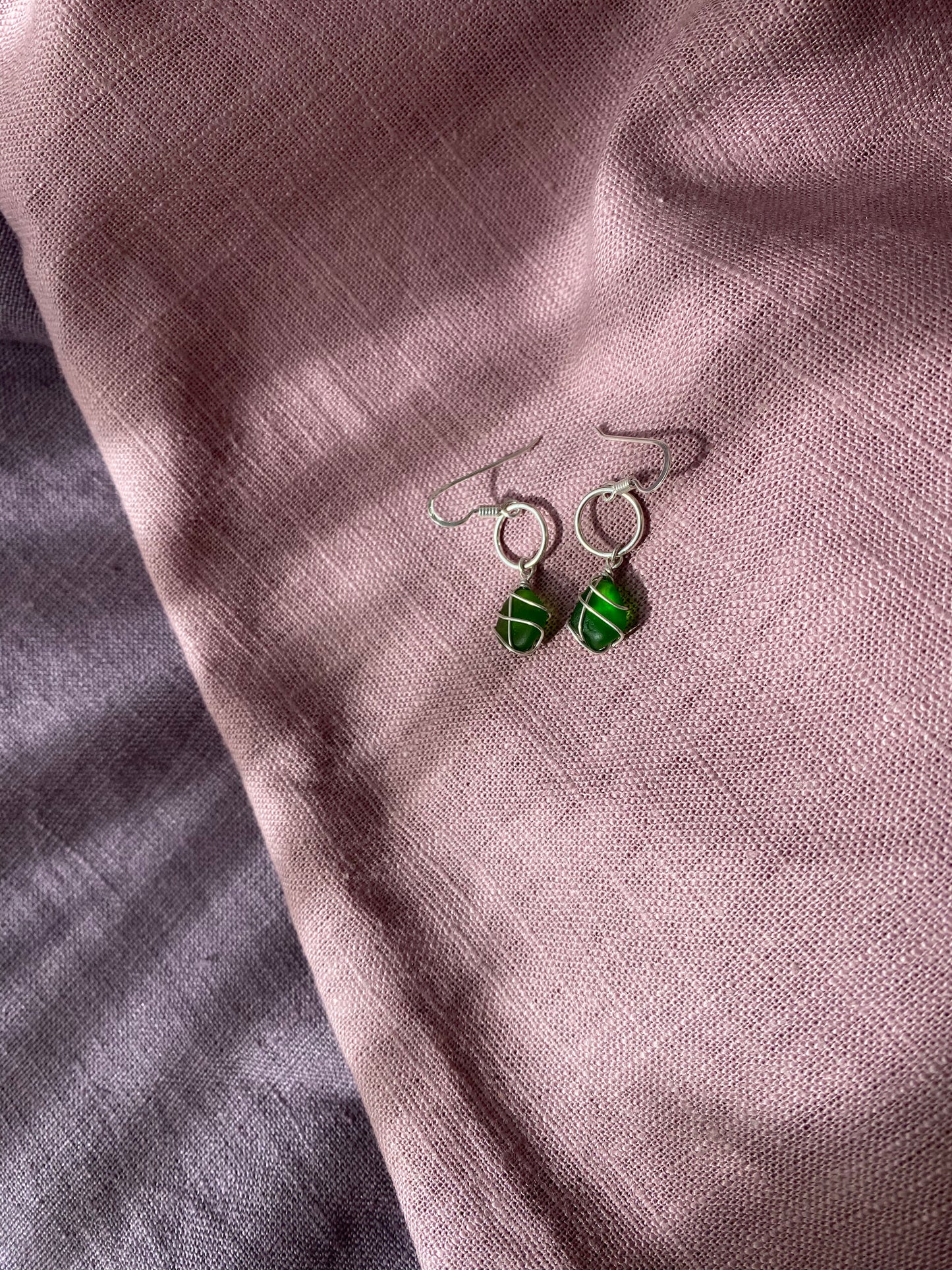 Thea Earrings in Silver & Bright Green