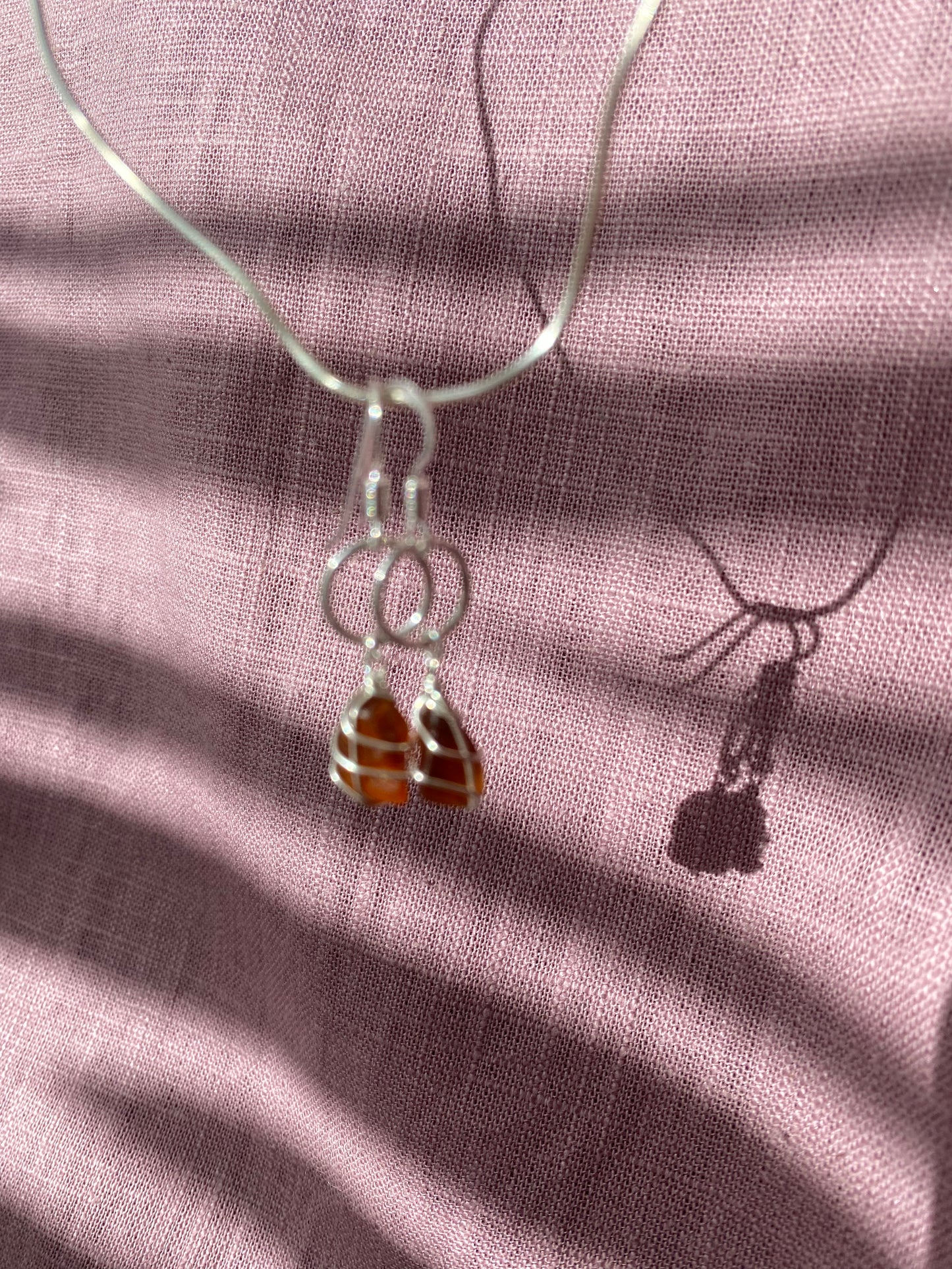 Thea Earrings in Silver & Amber