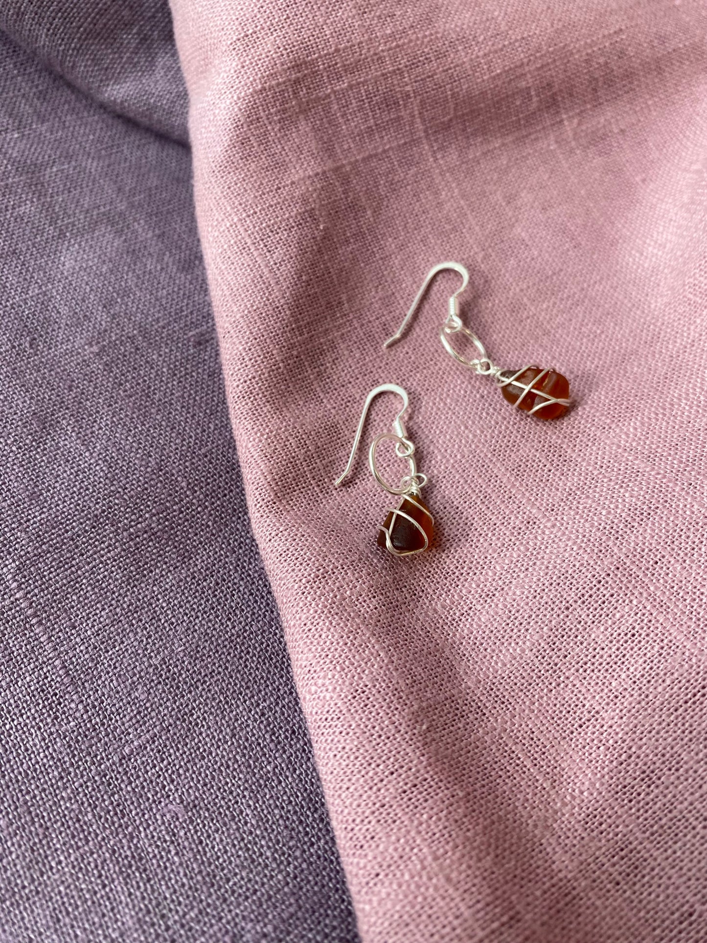 Thea Earrings in Silver & Amber