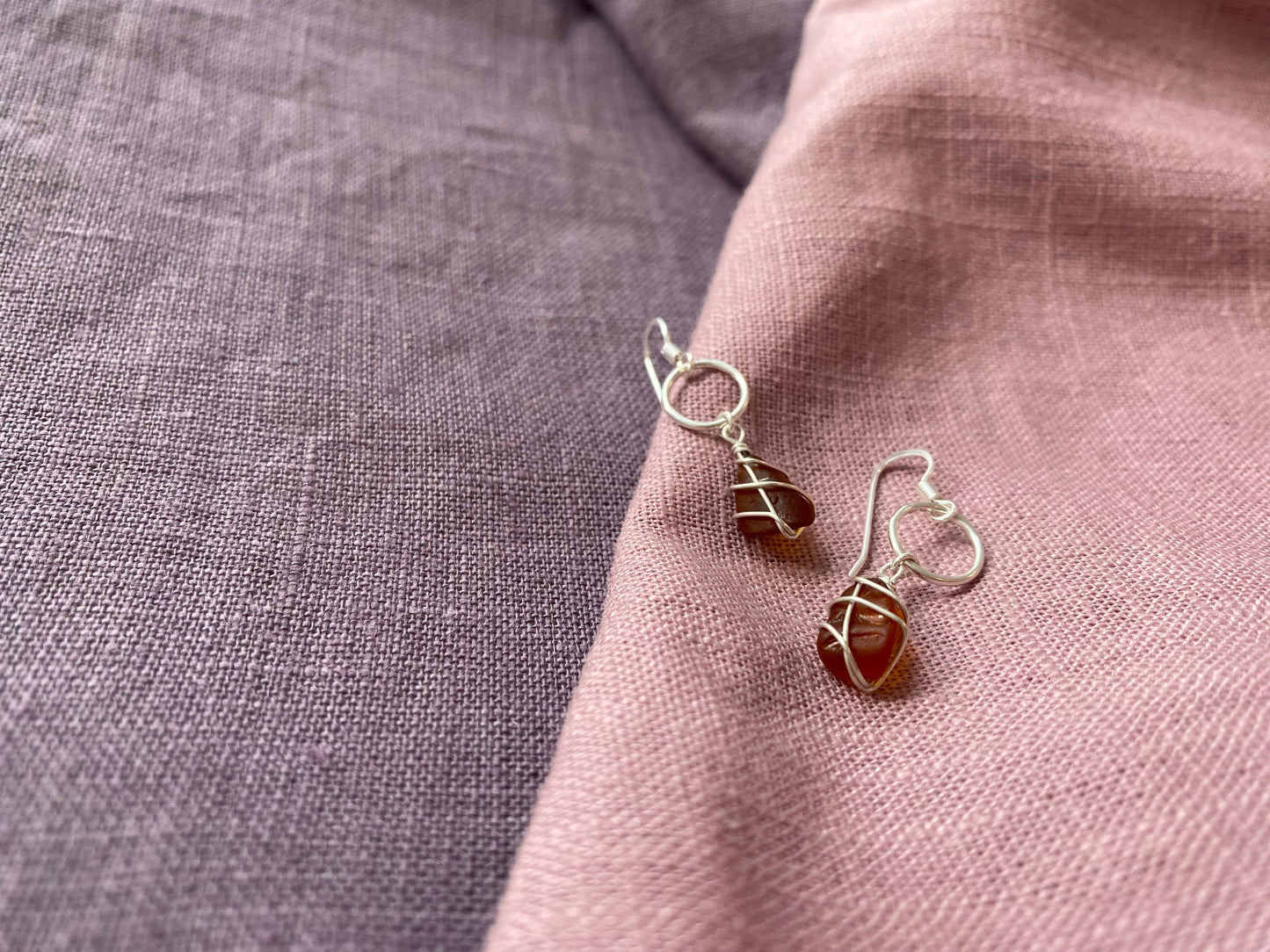 Thea Earrings in Silver & Amber