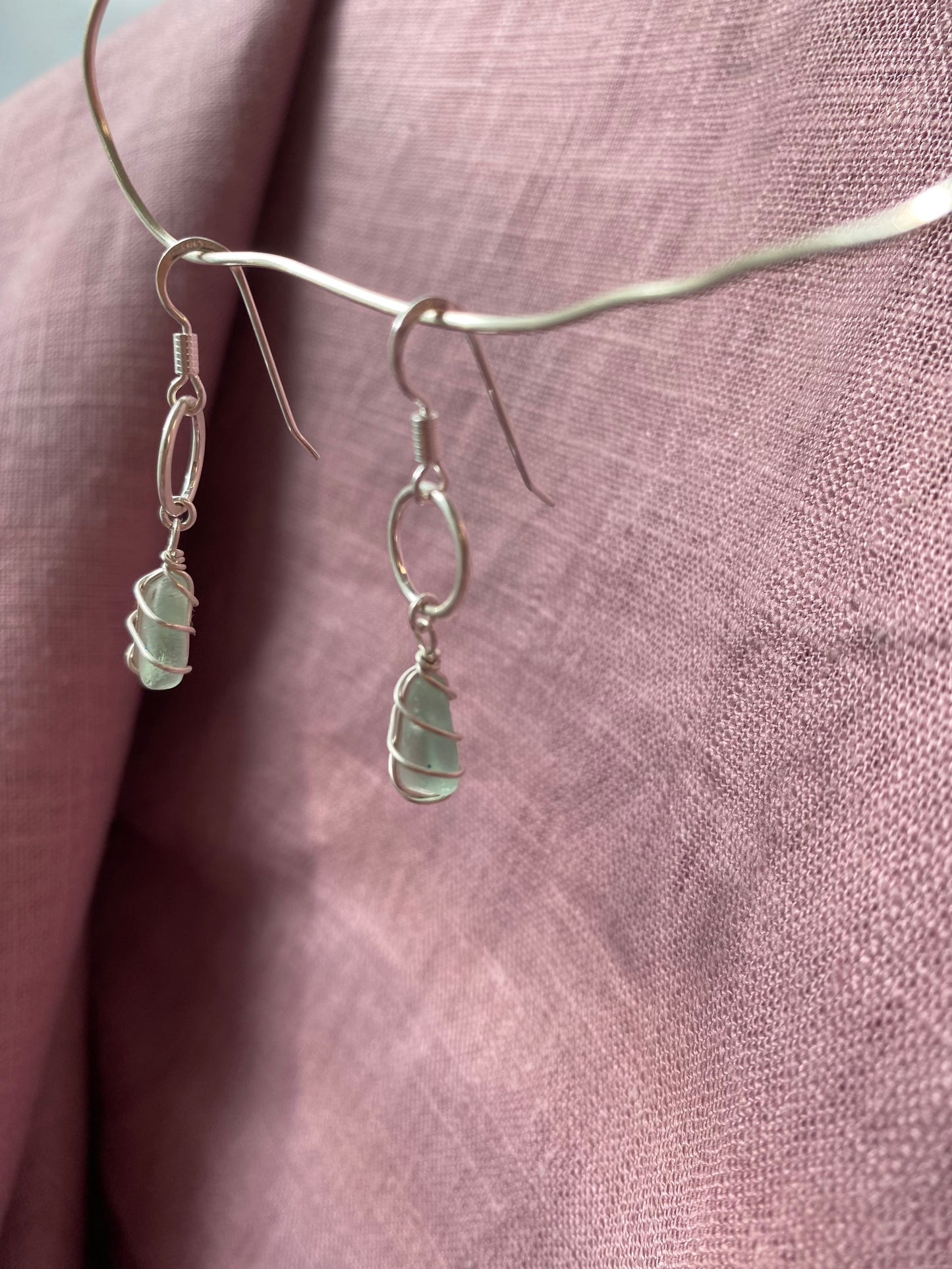 Thea Earrings in Silver & Light Blue