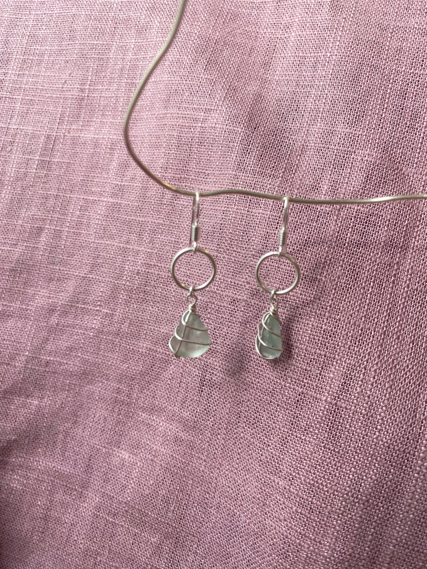 Thea Earrings in Silver & Light Blue