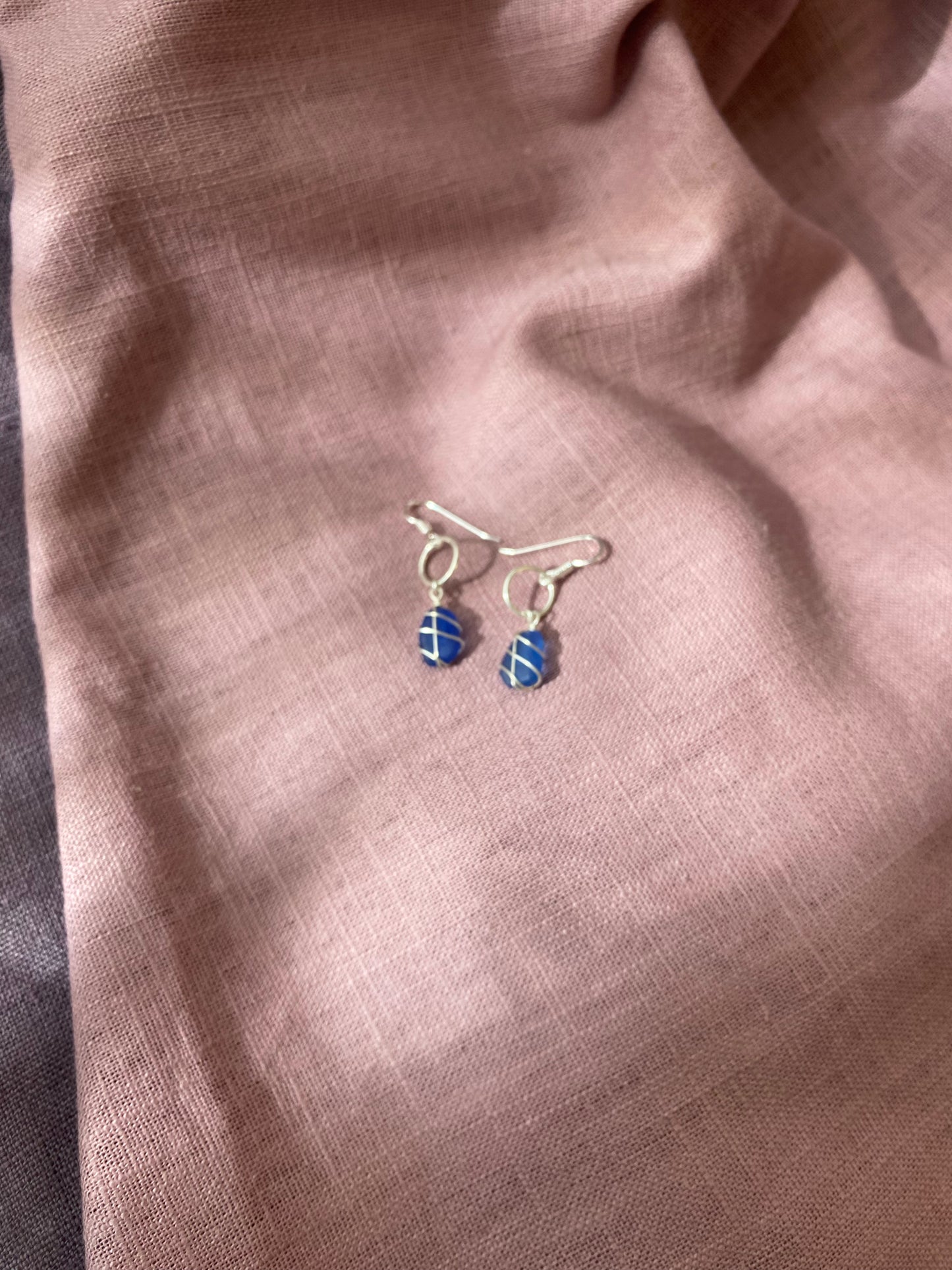 Thea Earrings in Silver & Cornflower Blue