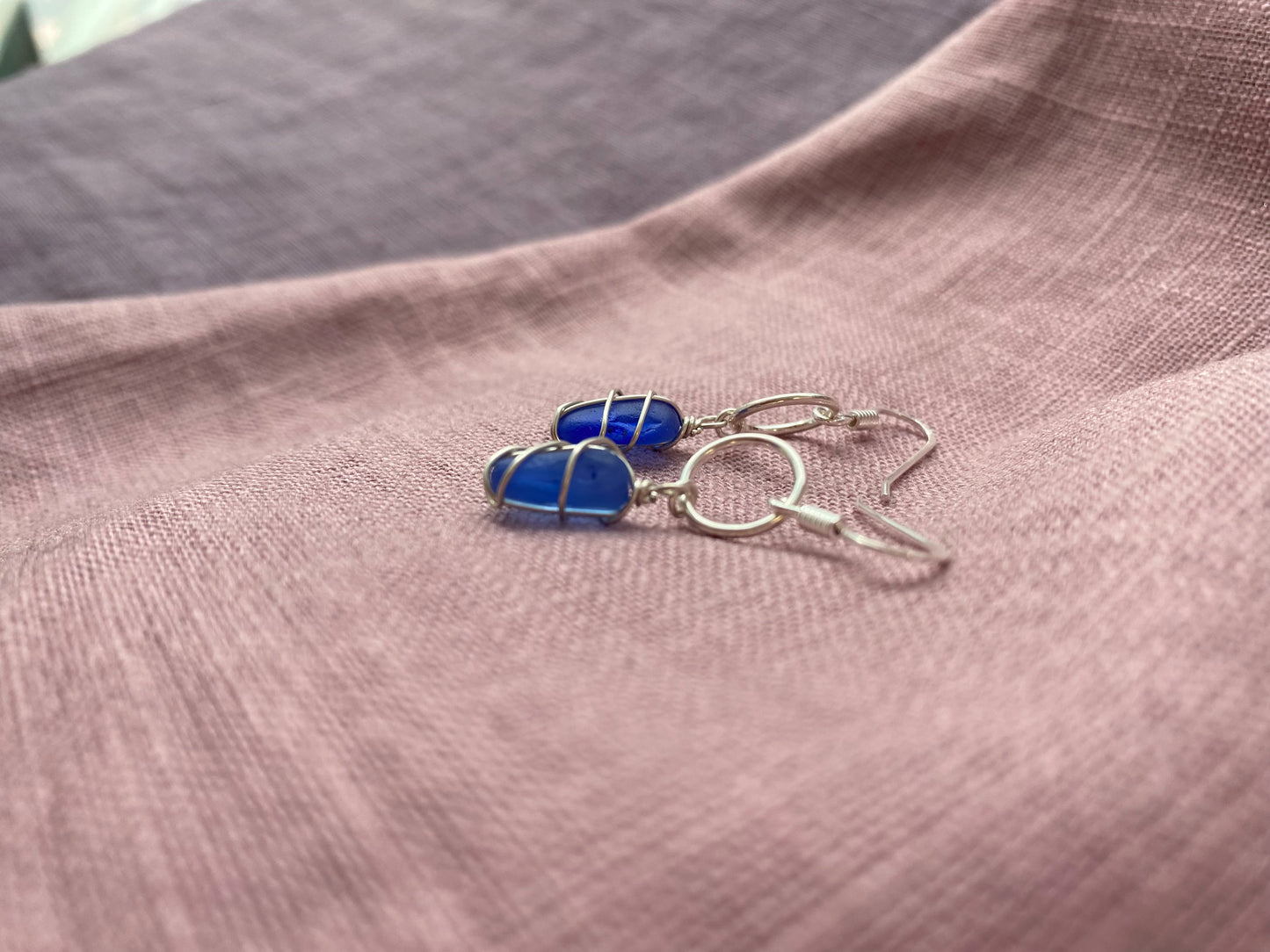 Thea Earrings in Silver & Cornflower Blue