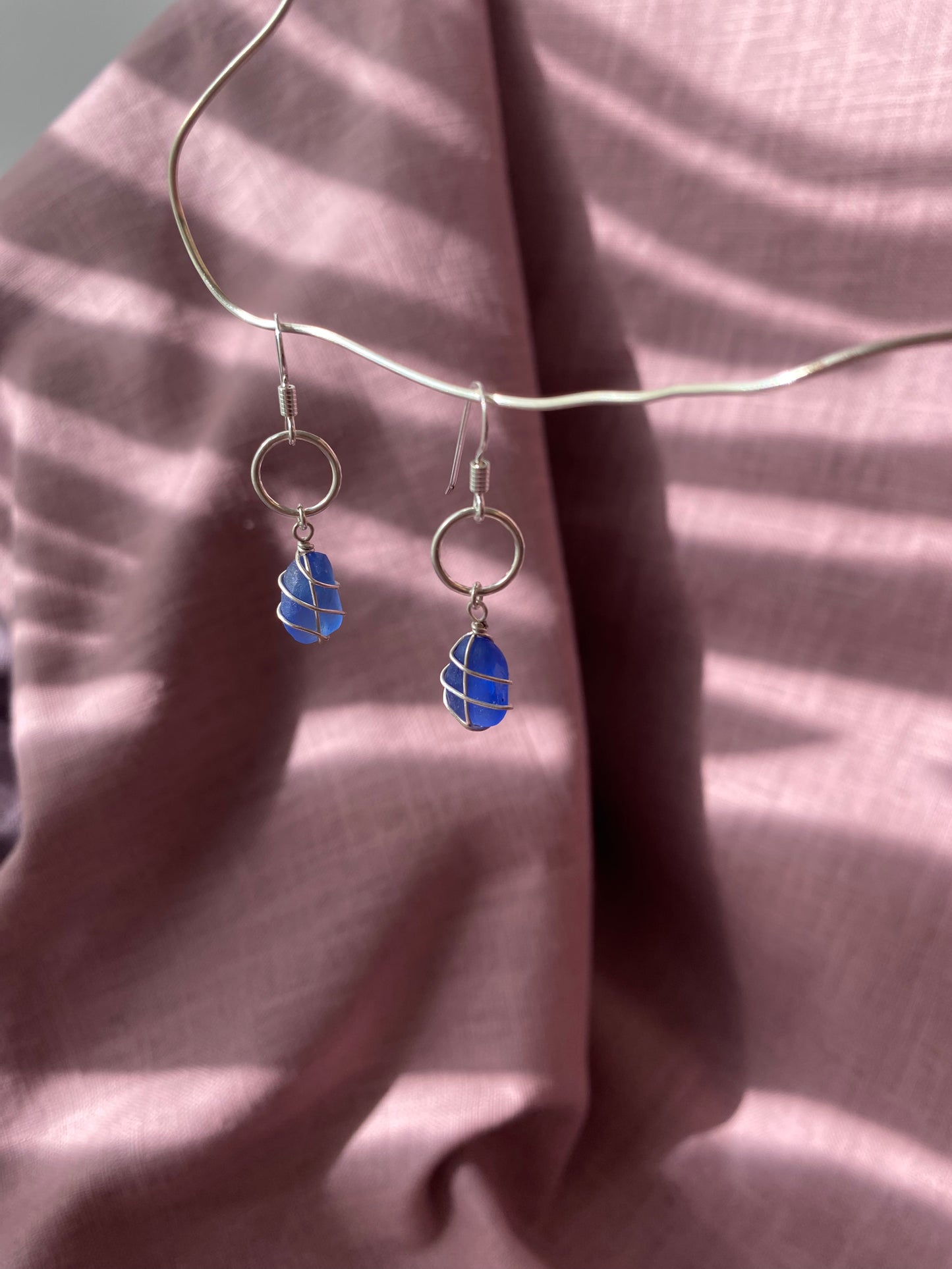 Thea Earrings in Silver & Cornflower Blue