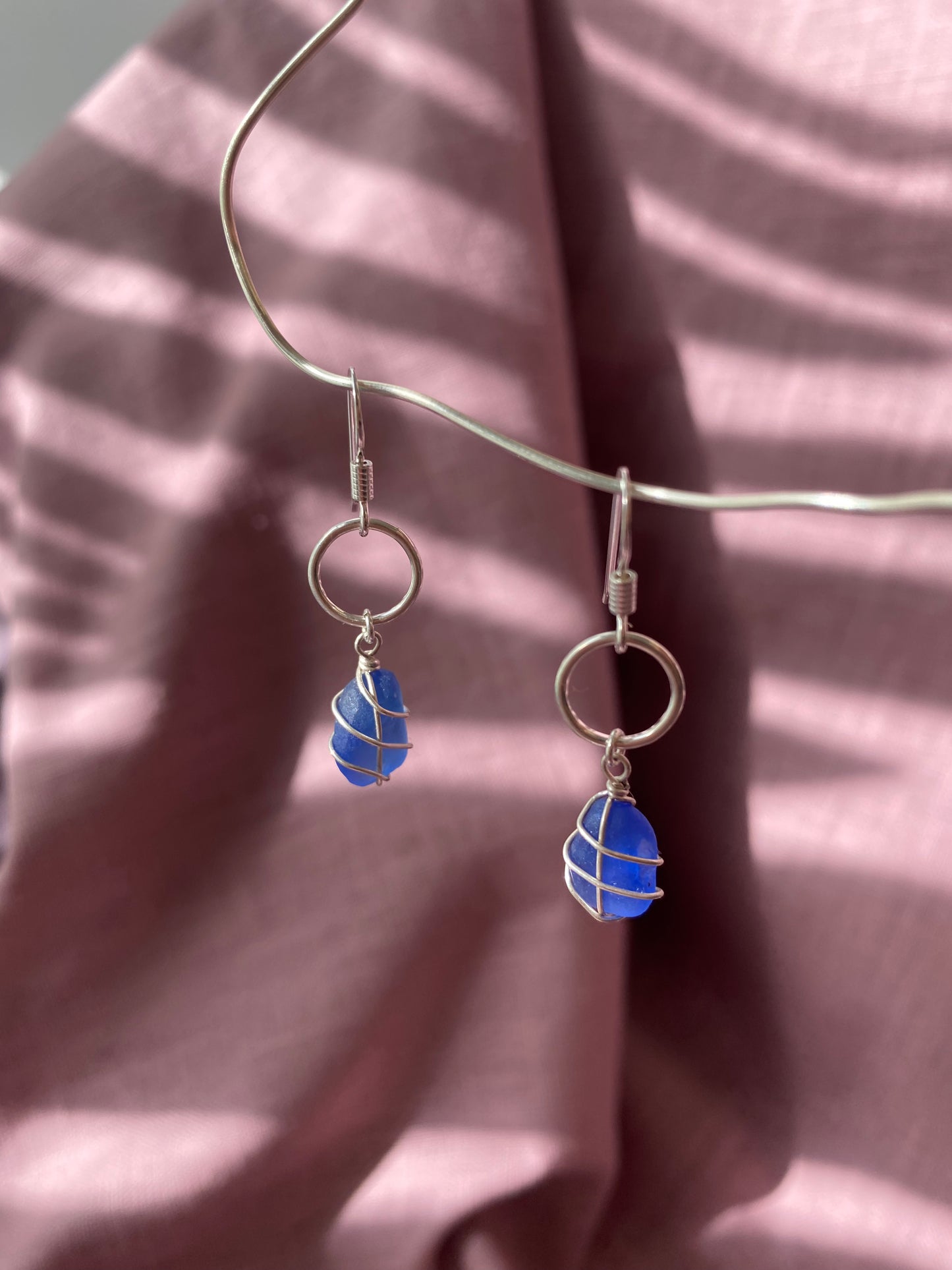 Thea Earrings in Silver & Cornflower Blue