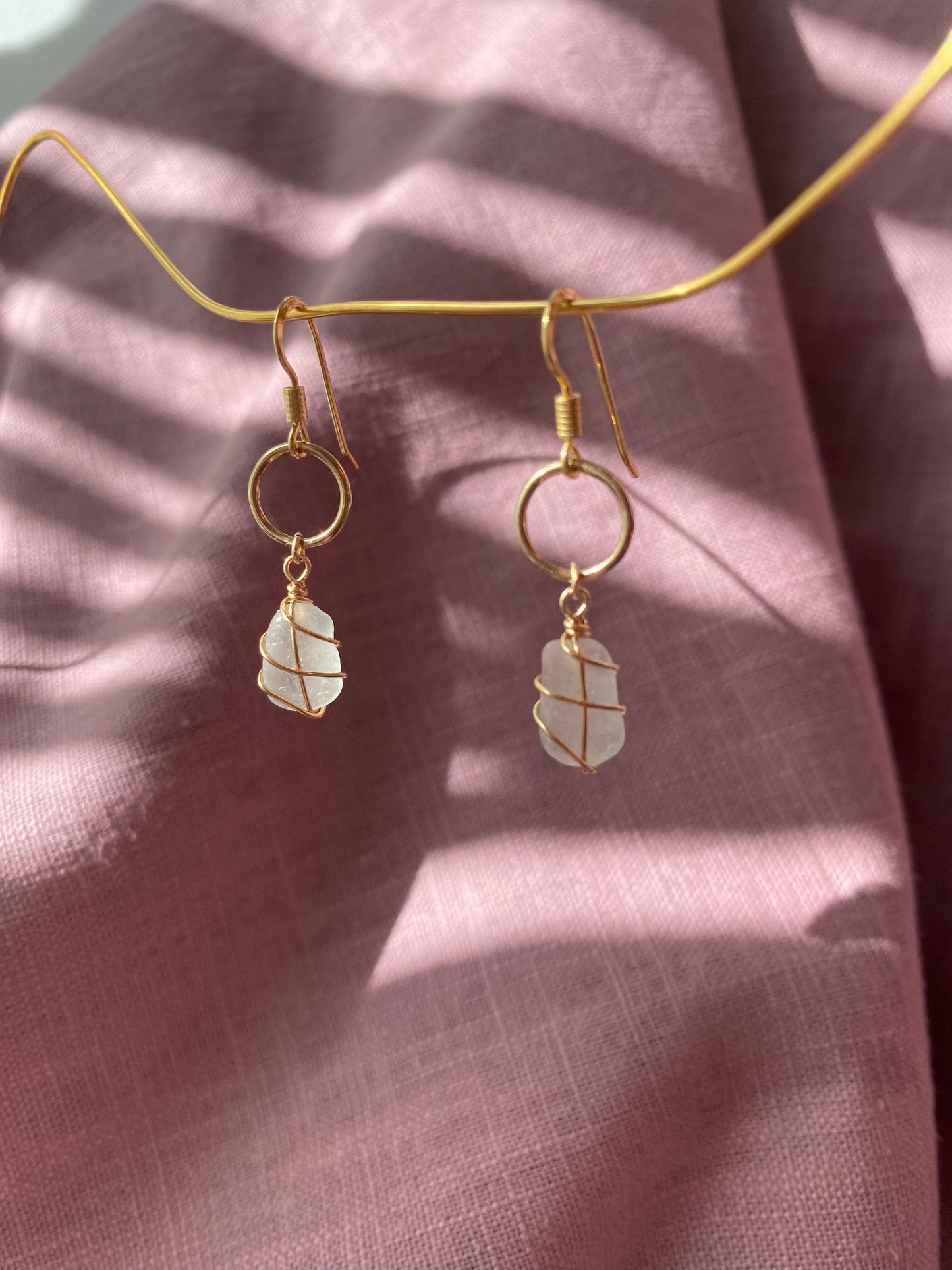 Thea Earrings in Gold & White