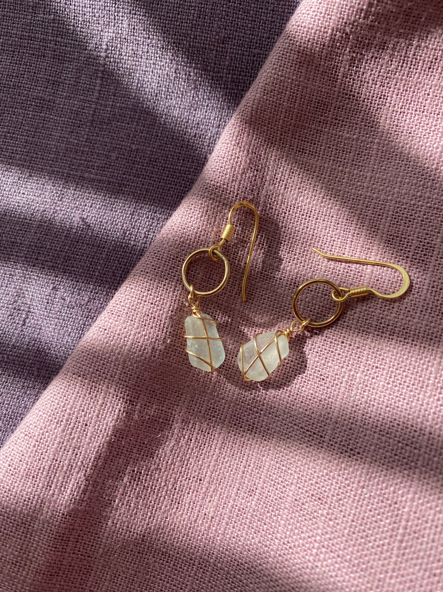 Thea Earrings in Gold & White