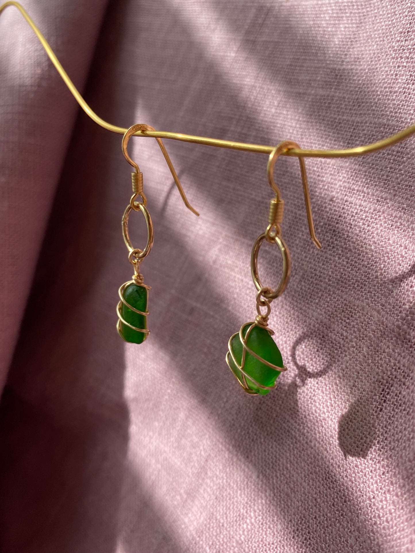 Thea Earrings in Gold & Bright Green