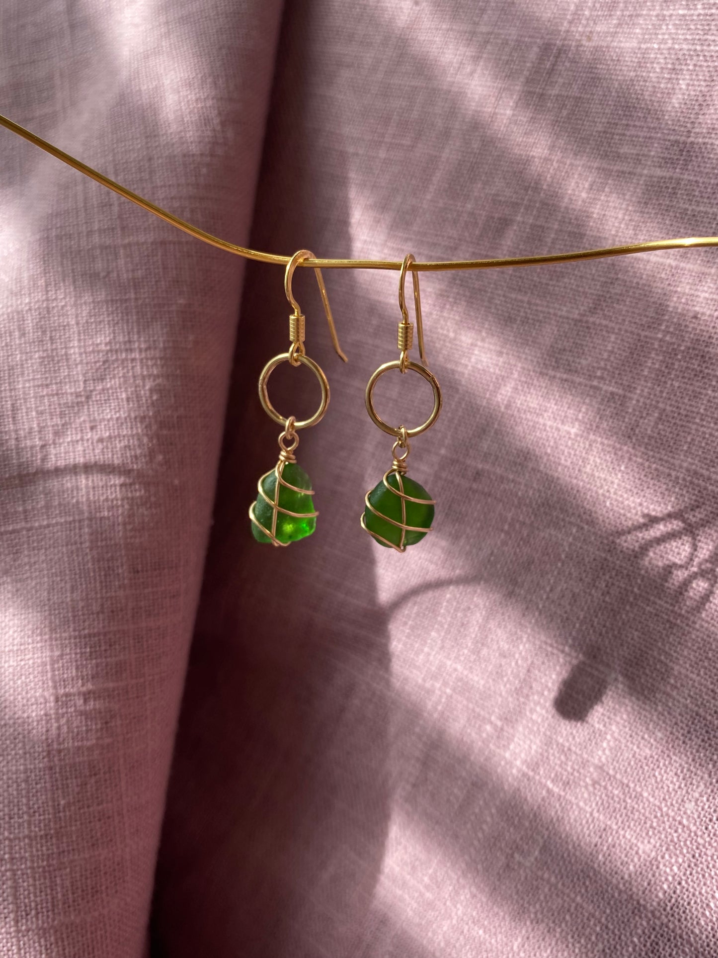 Thea Earrings in Gold & Bright Green