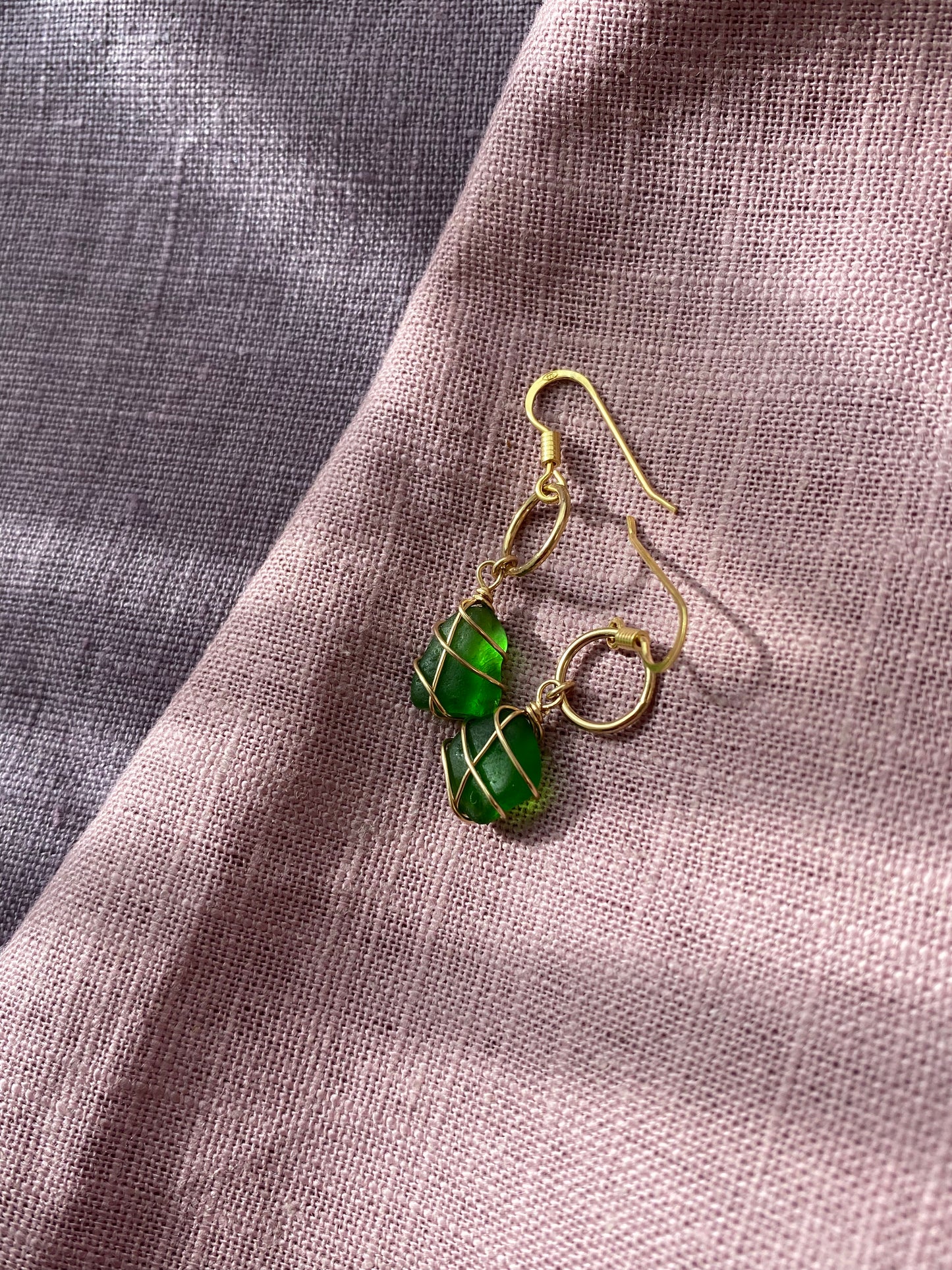 Thea Earrings in Gold & Bright Green