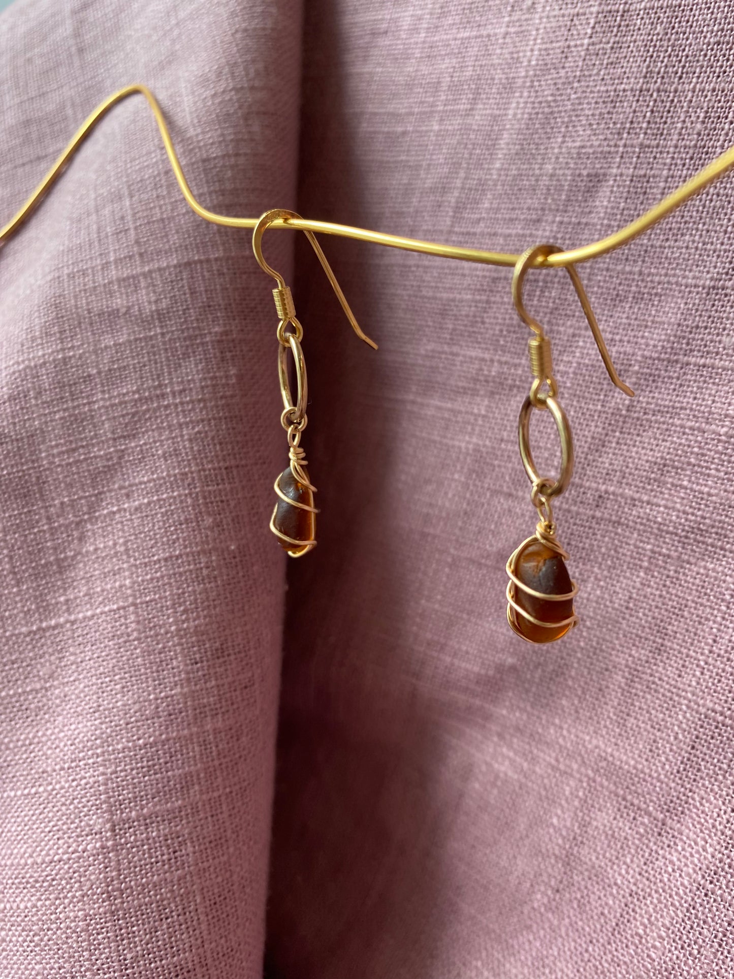 Thea Earrings in Gold & Amber