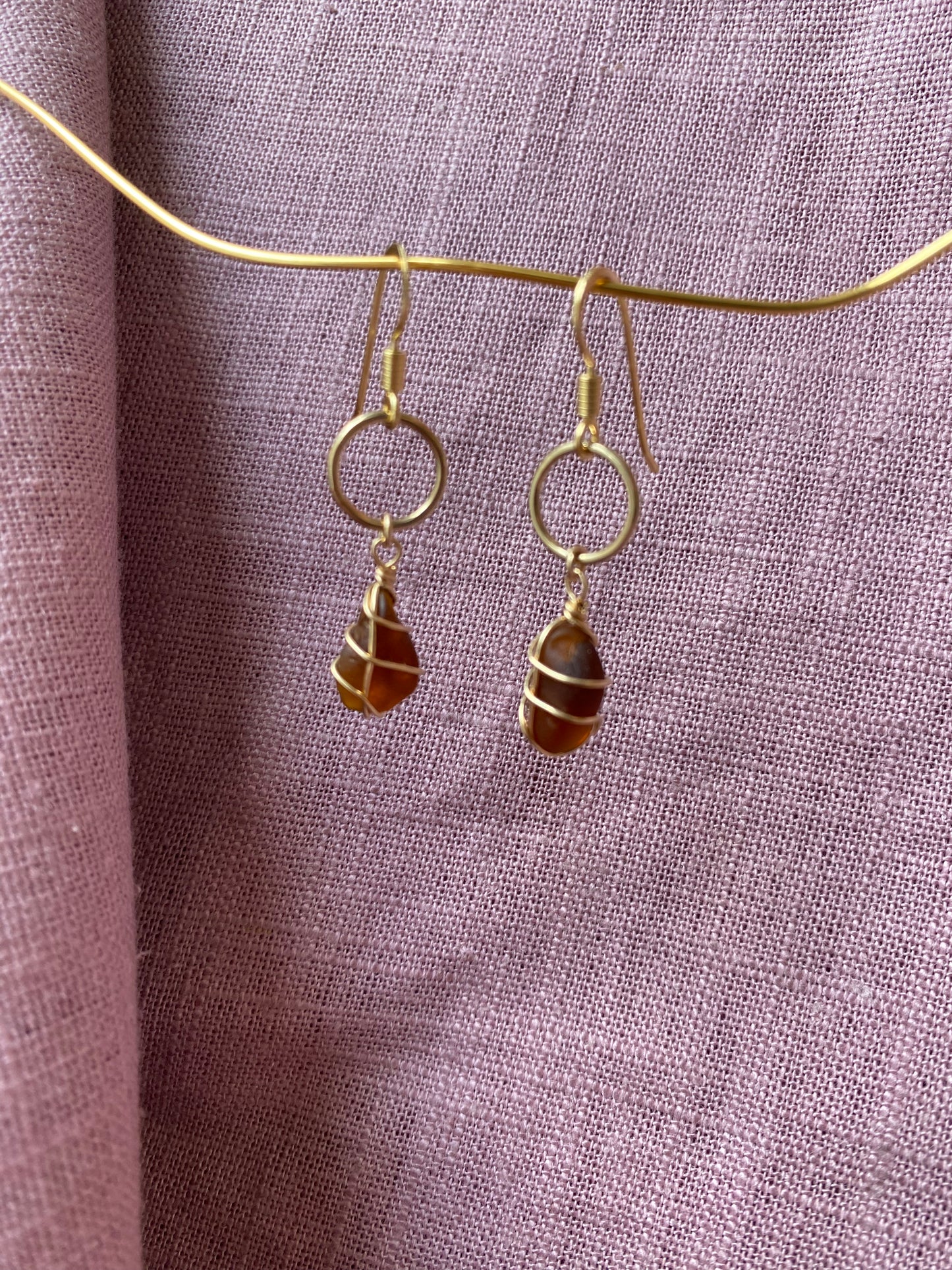 Thea Earrings in Gold & Amber