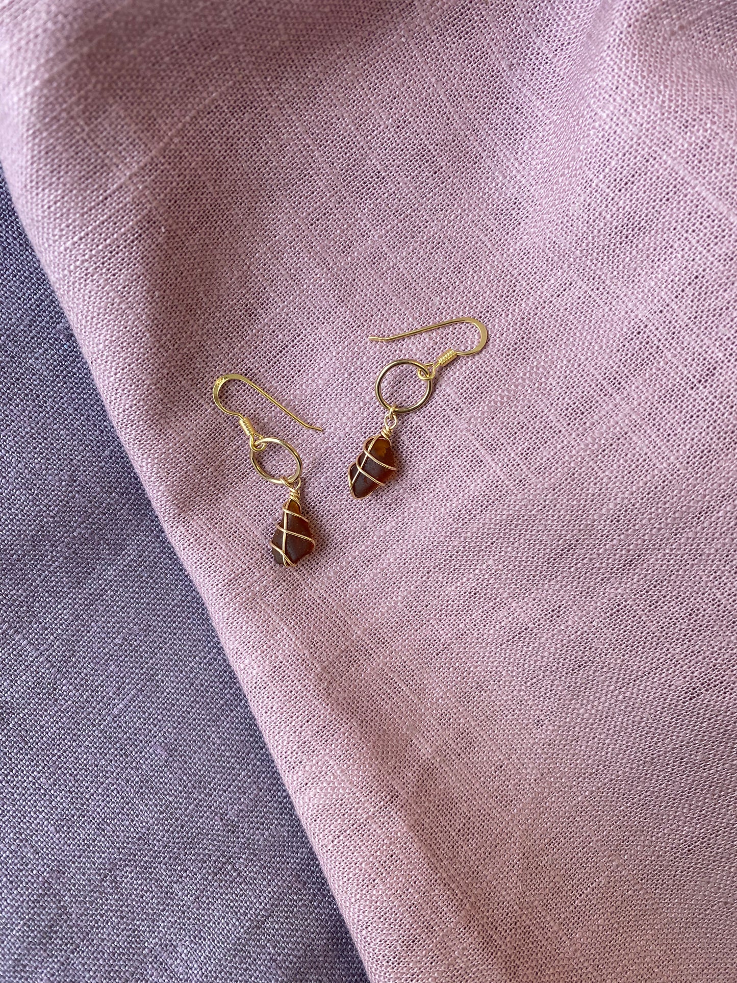 Thea Earrings in Gold & Amber