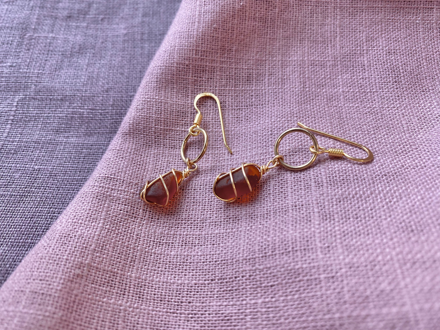 Thea Earrings in Gold & Amber