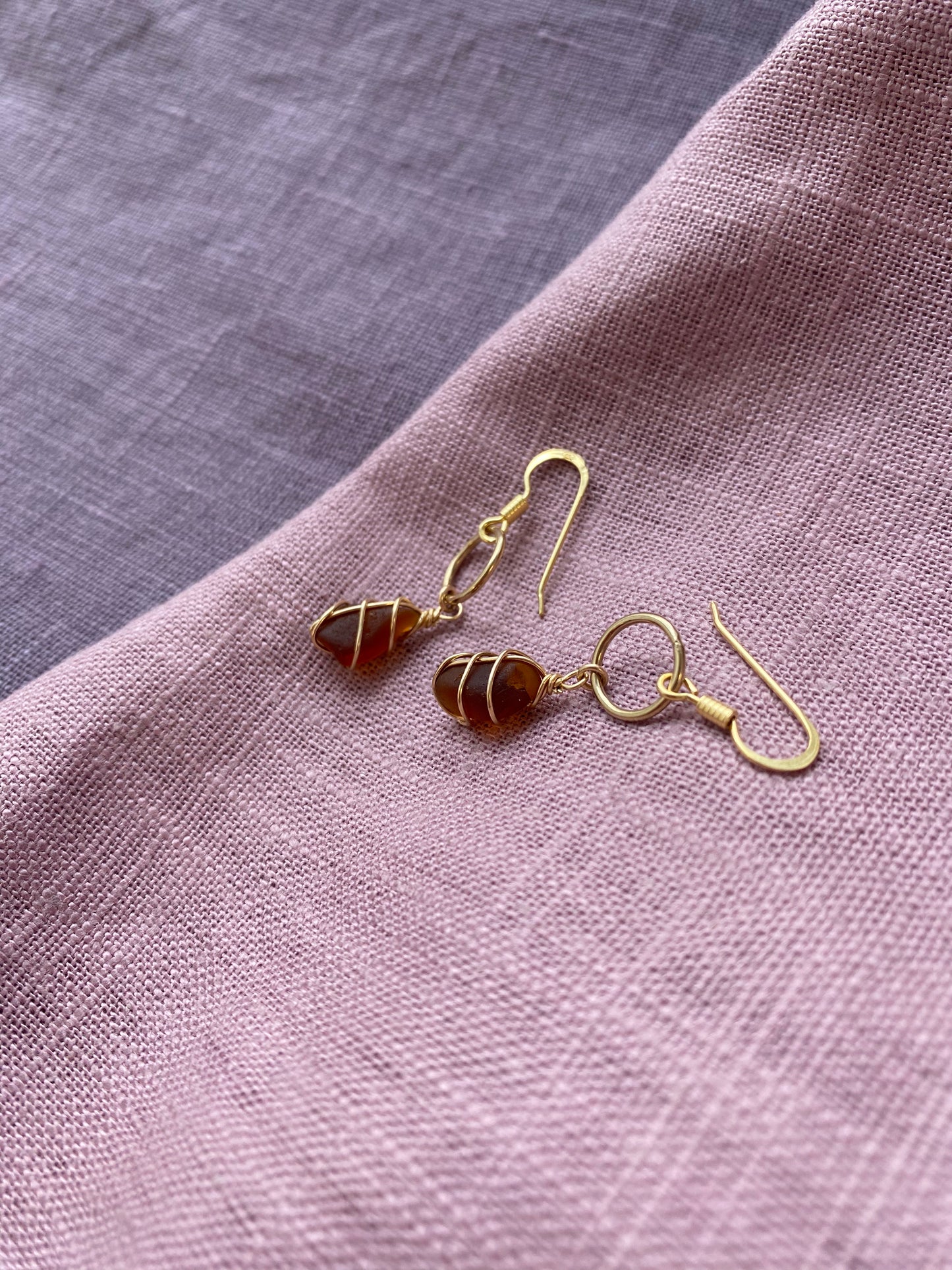 Thea Earrings in Gold & Amber