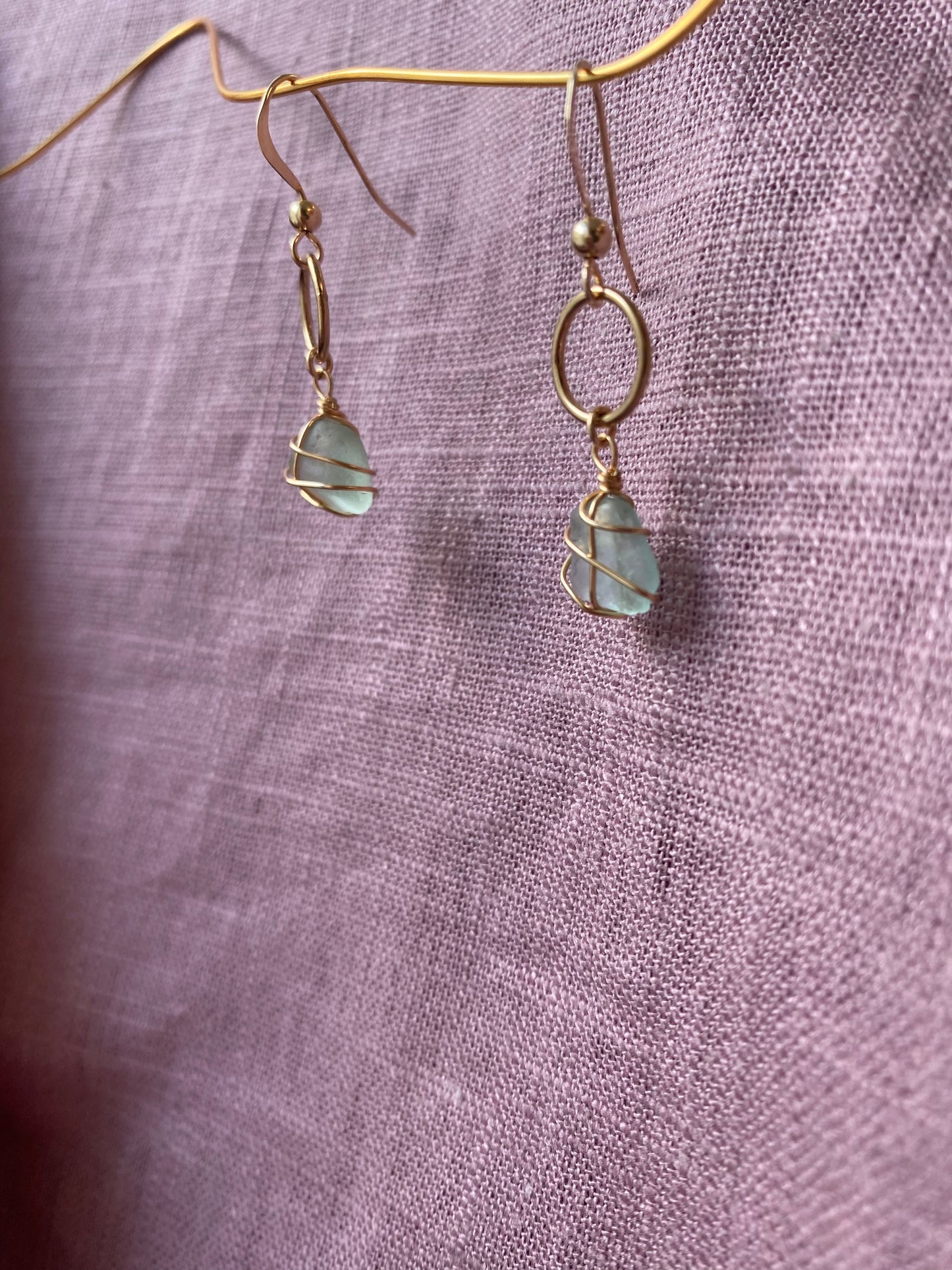 Thea Earrings in Gold & Light Blue