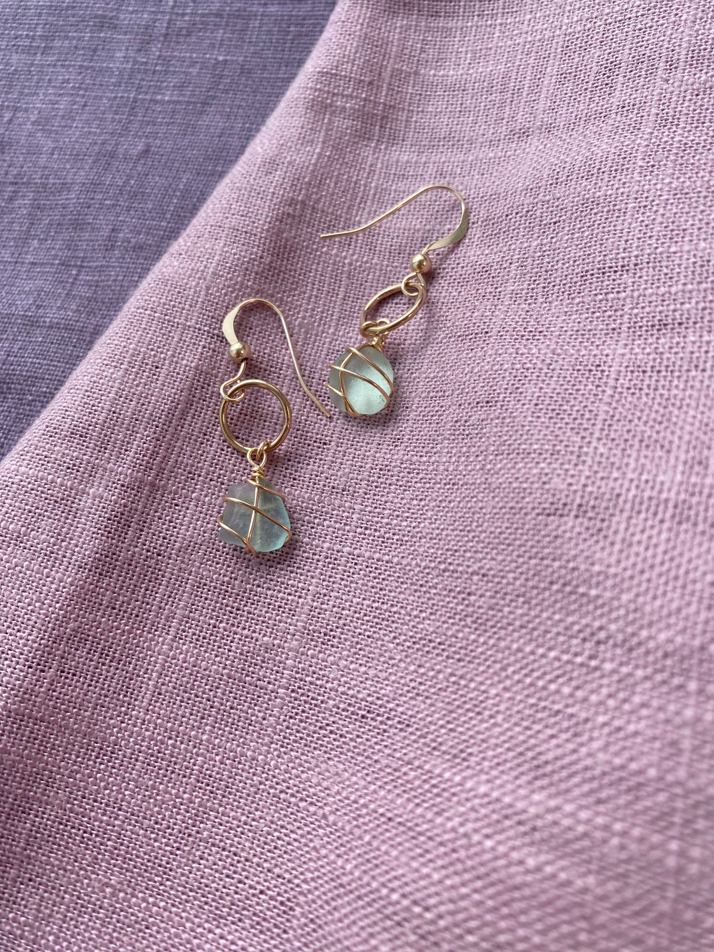 Thea Earrings in Gold & Light Blue