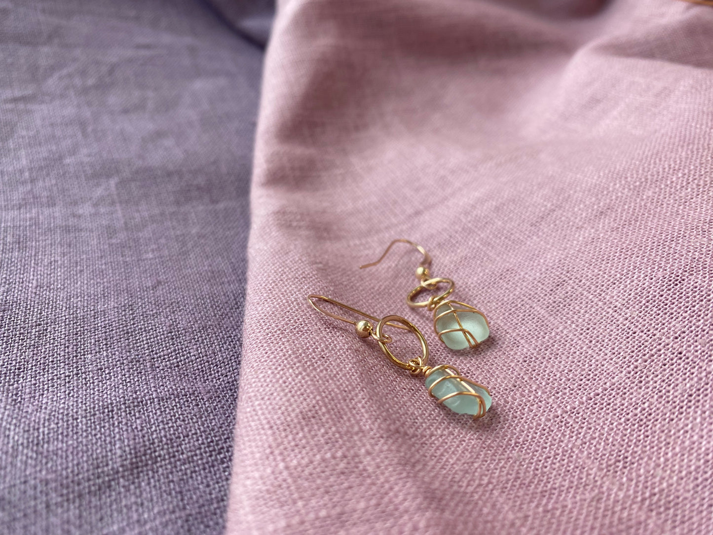 Thea Earrings in Gold & Light Blue