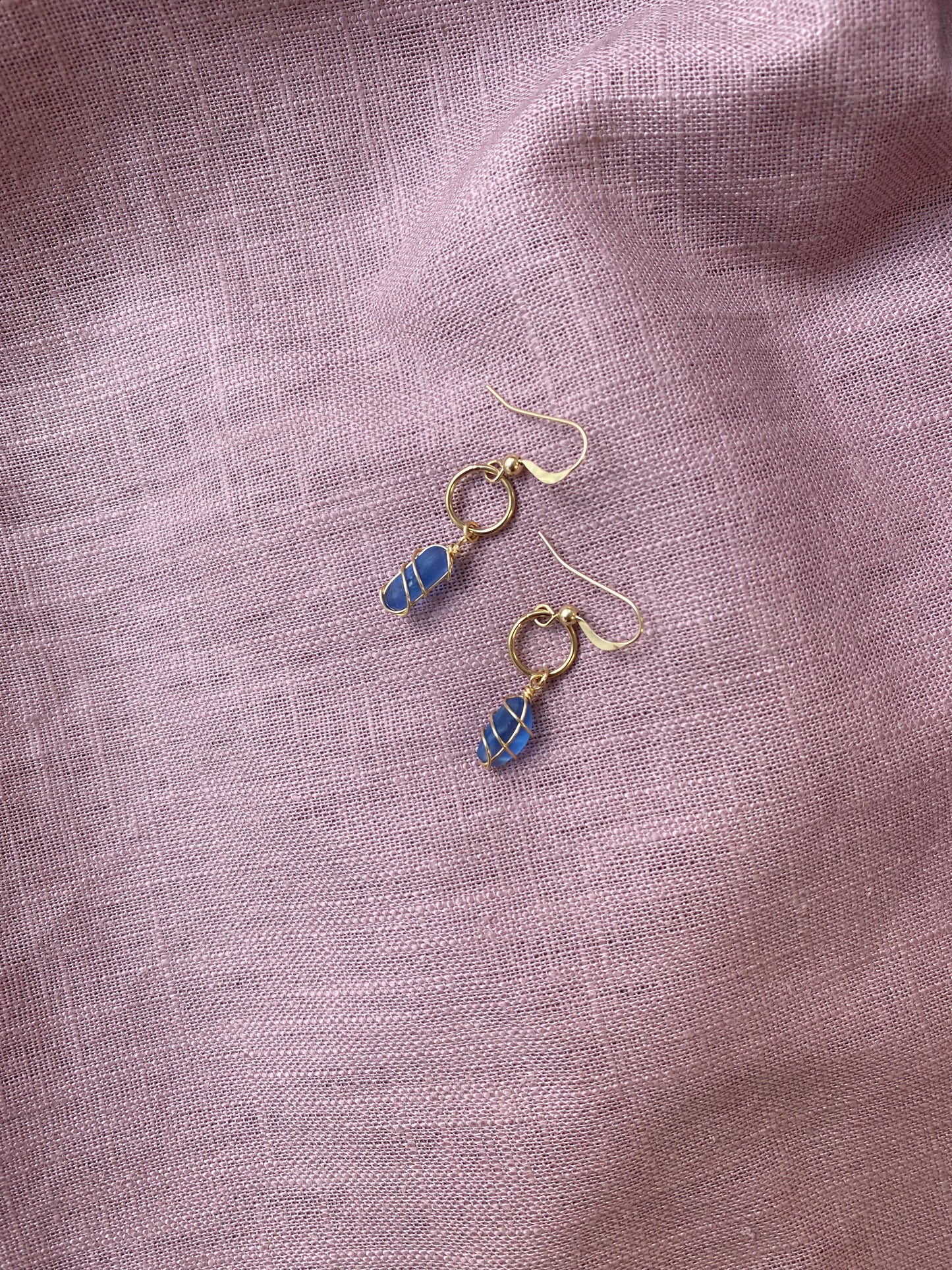 Thea Earrings in Gold & Cornflower Blue