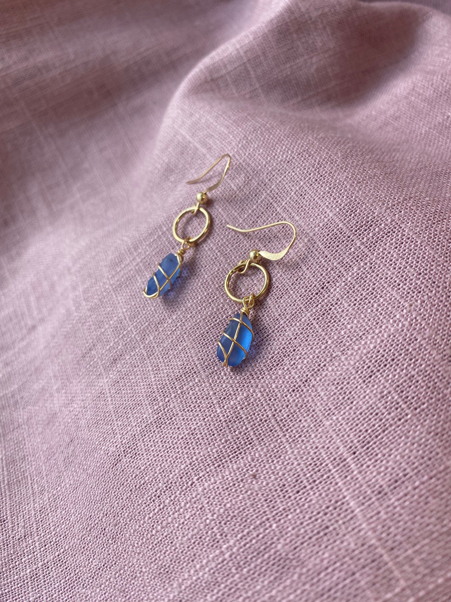 Thea Earrings in Gold & Cornflower Blue