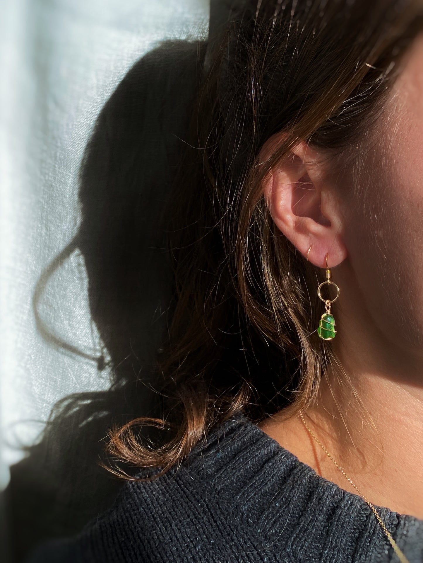 Thea Earrings in Gold & Bright Green