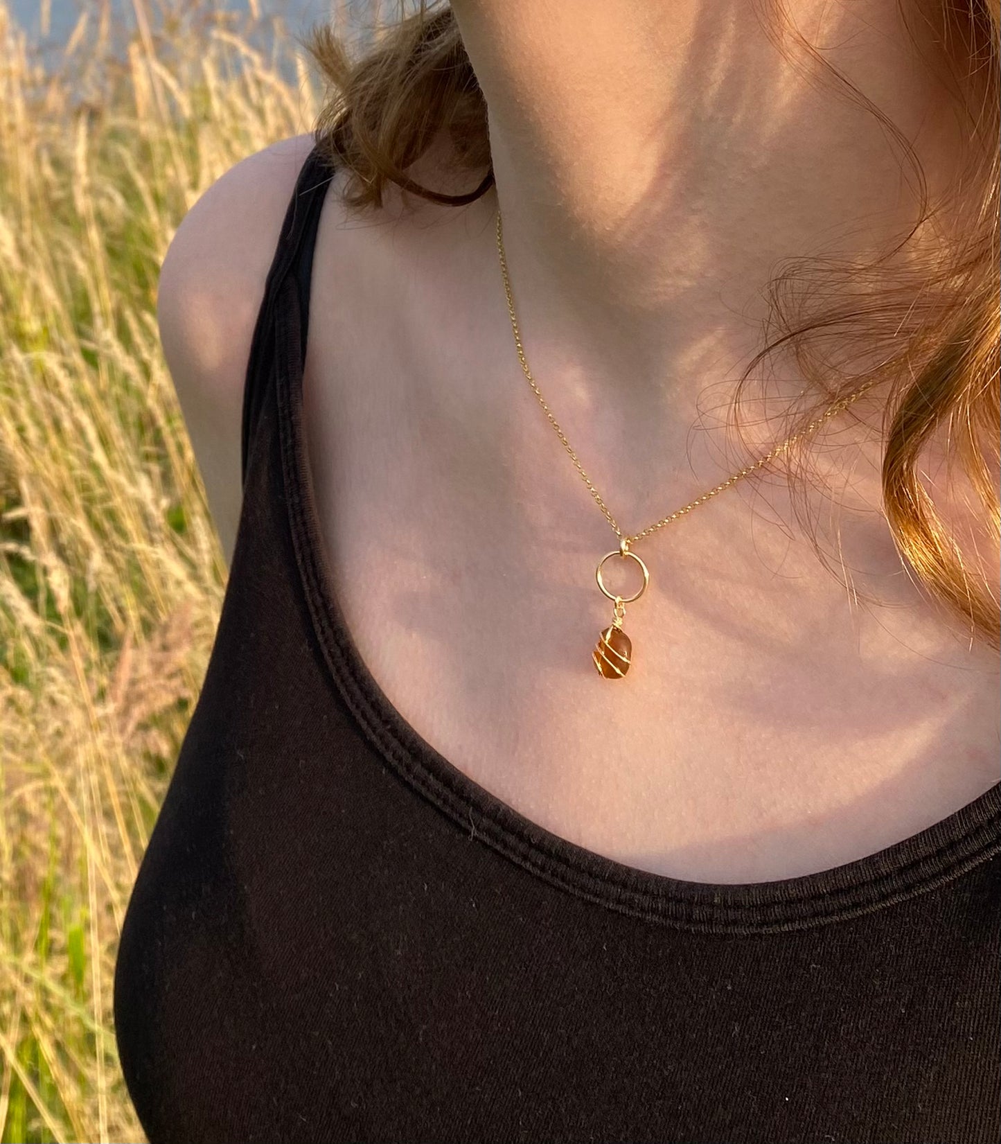 Thea Necklace in Gold & Amber