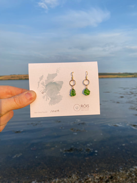 Thea Earrings in Gold & Bright Green