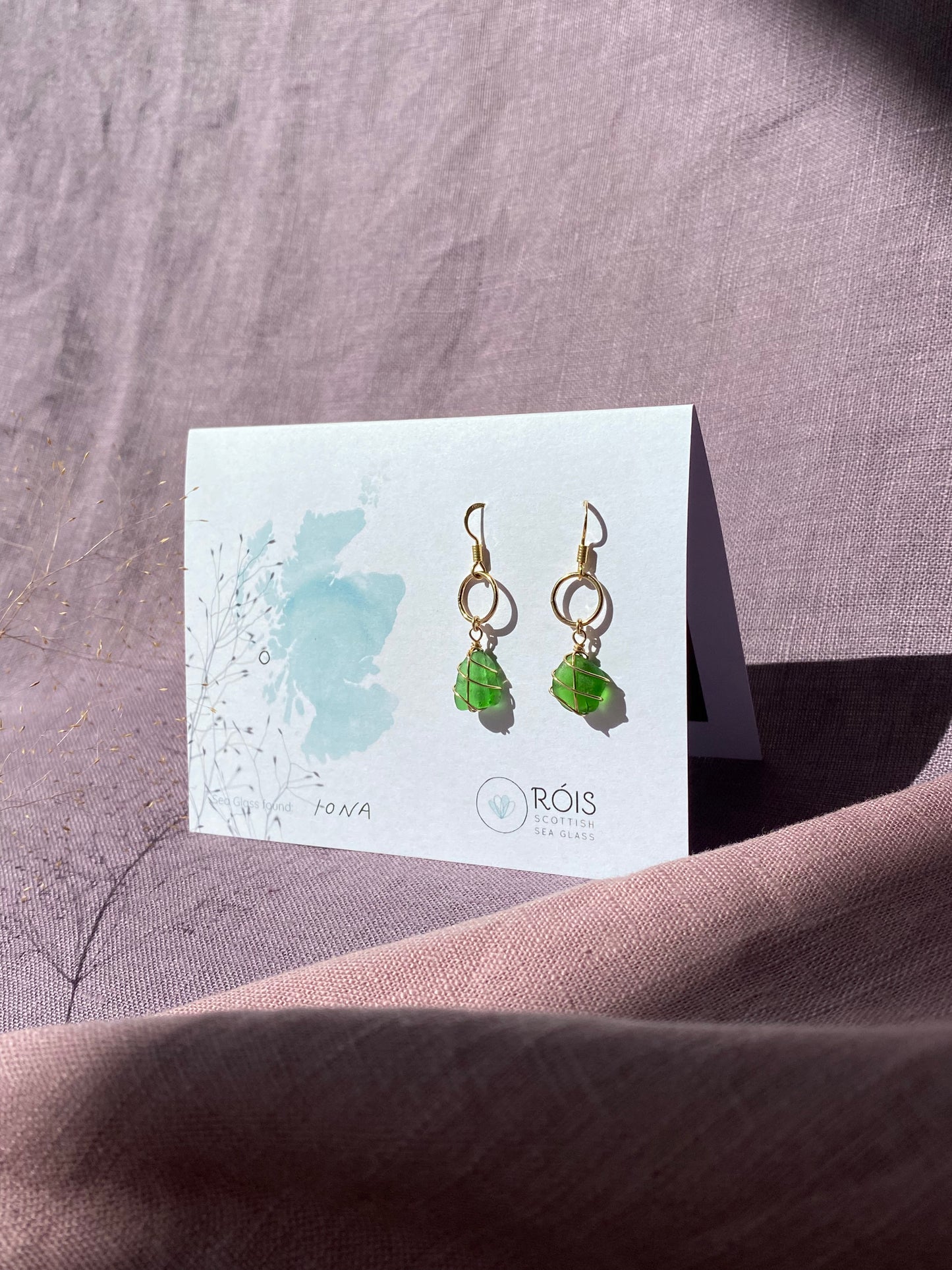 Thea Earrings in Gold & Bright Green