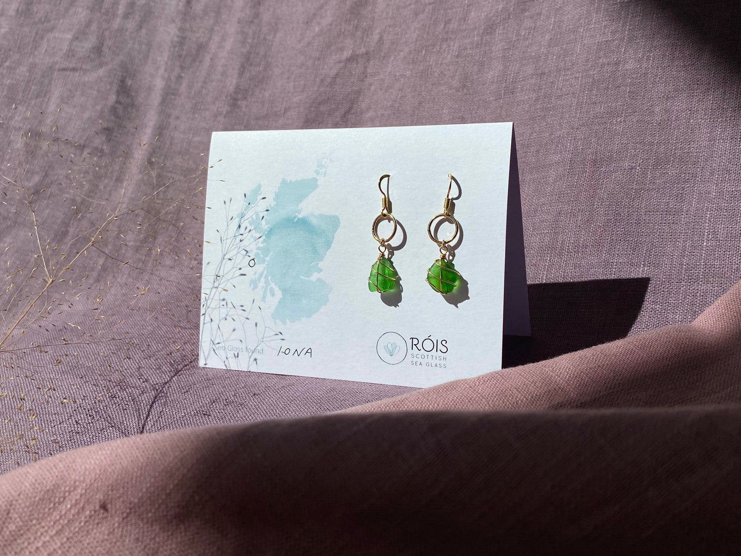 Thea Earrings in Gold & Bright Green