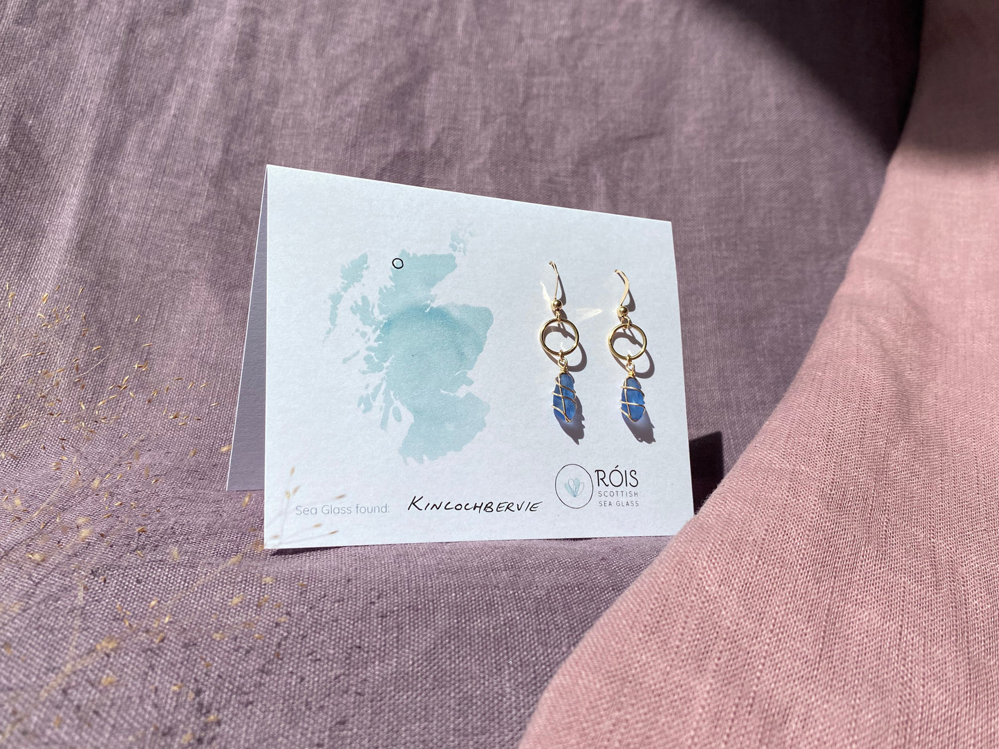 Thea Earrings in Gold & Cornflower Blue