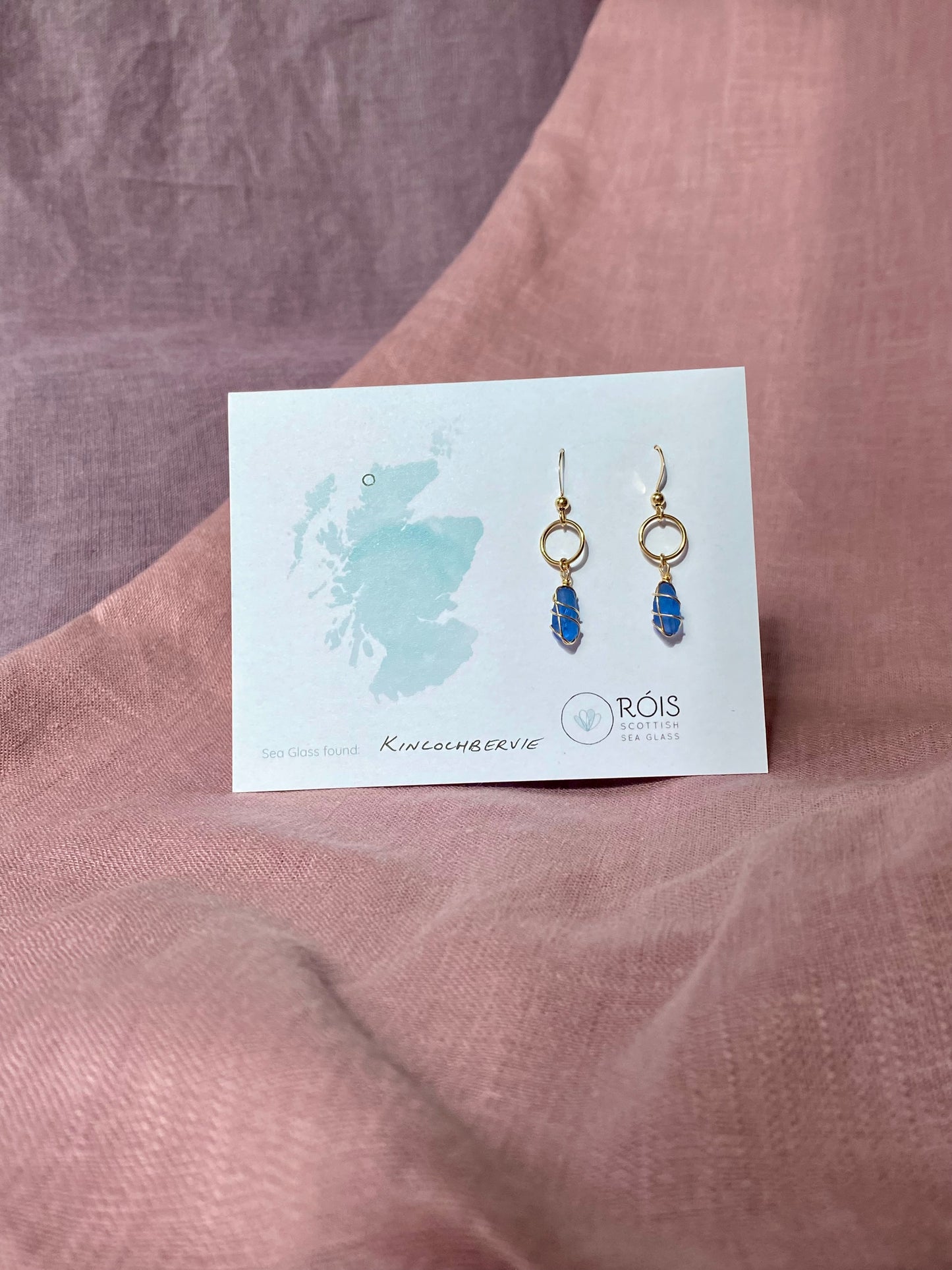 Thea Earrings in Gold & Cornflower Blue