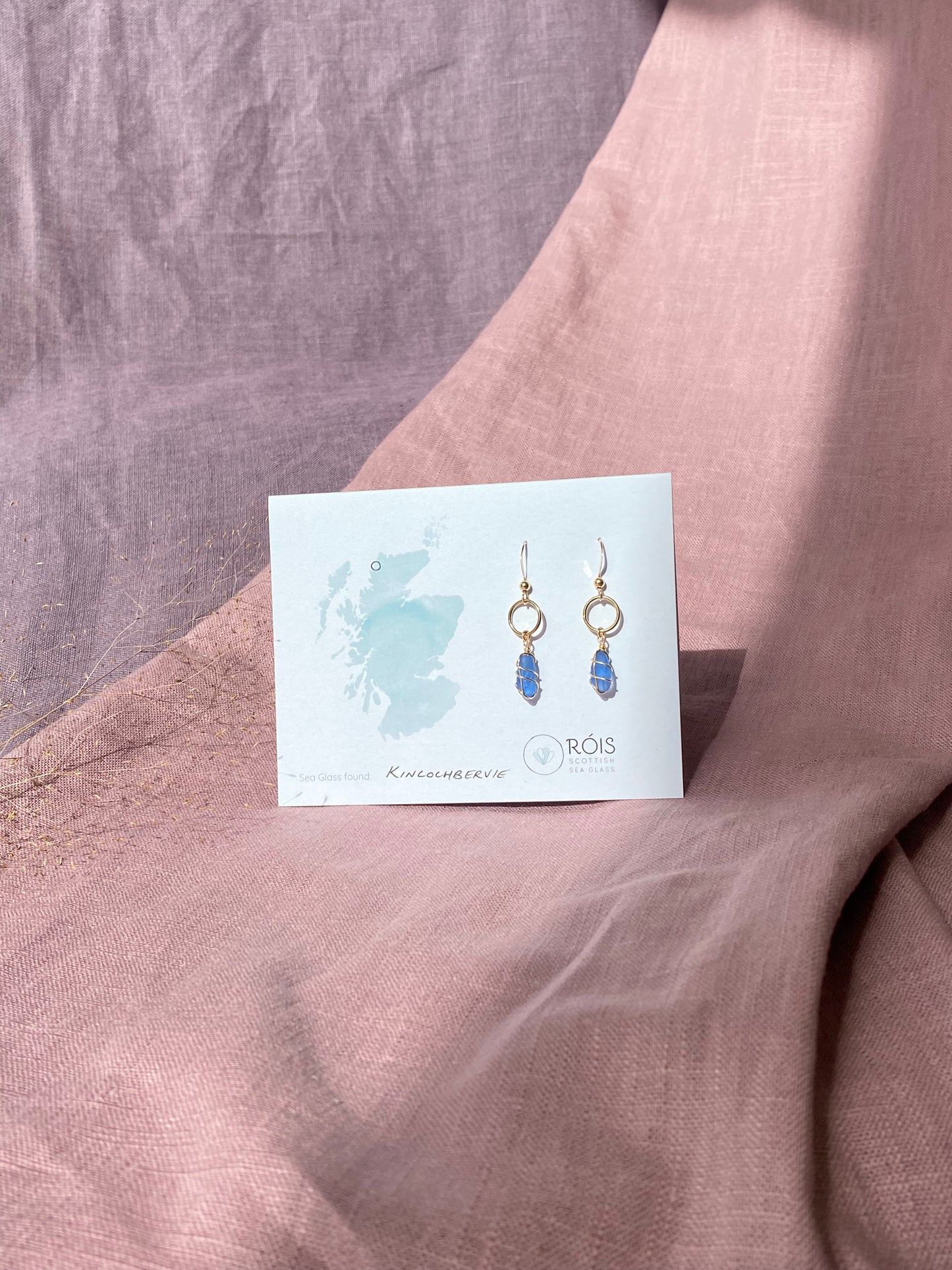 Thea Earrings in Gold & Cornflower Blue