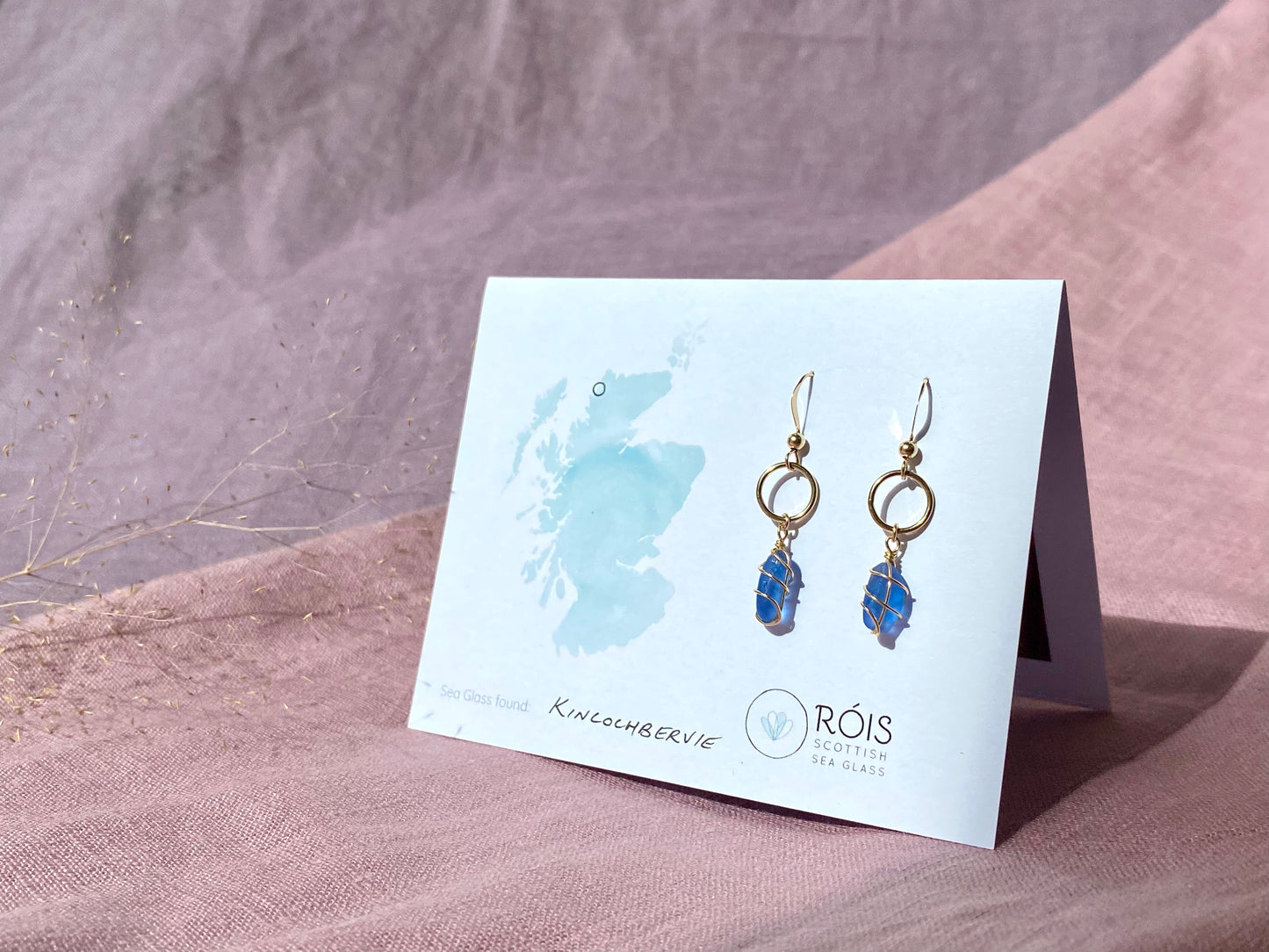 Thea Earrings in Gold & Cornflower Blue